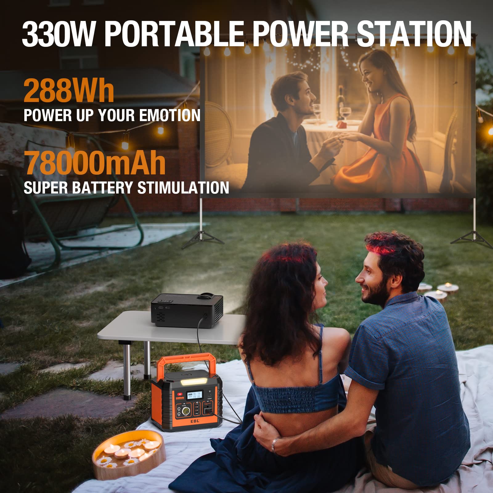 EBL Voyager 330 Portable Power Station with Apollo 100W Solar Panel - Perfect for Camping, RV Trips & Emergency Power Backup