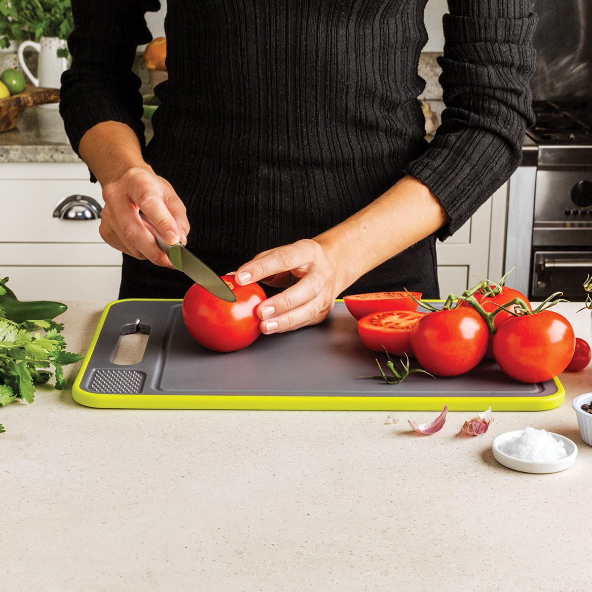 JML Fast Thaw 4-in-1 Chopping Board - Quick Defrosting Cutting Board with Built-in Knife Sharpener & Spice Grinder - Perfect for Kitchen Prep, Meat Thawing & Cooking