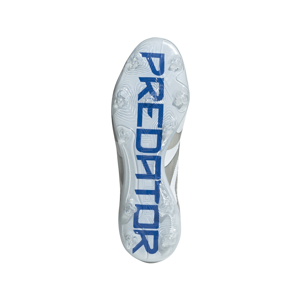 Adidas Predator Pro FG Soccer Cleats for Men - White/Silver Metallic/Bright Royal - Firm Ground Football Boots for Professional Play & Training