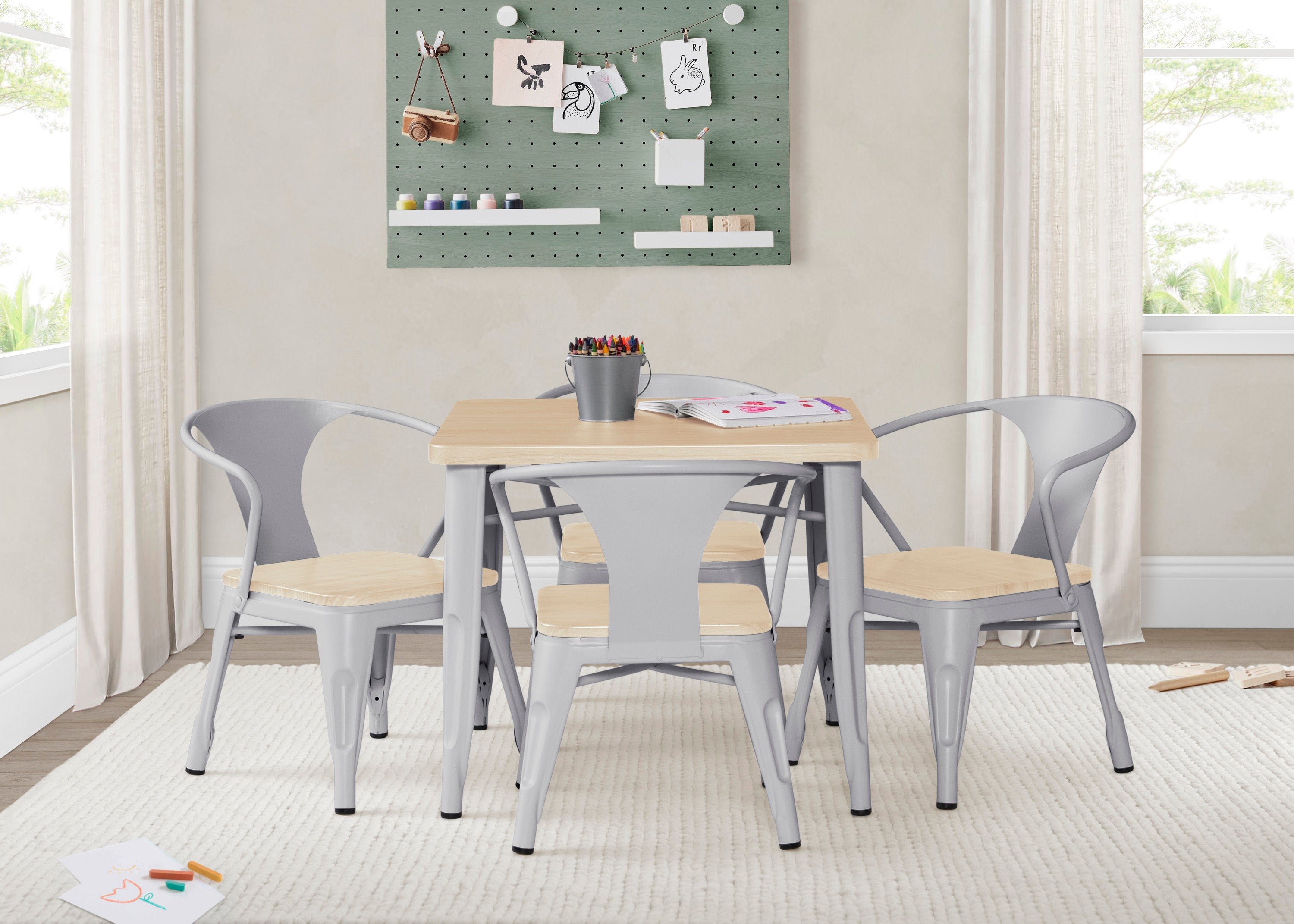 Modern Bistro Table and 4 Chairs Set - Outdoor/Indoor Patio Dining Furniture for Garden, Balcony, and Small Spaces