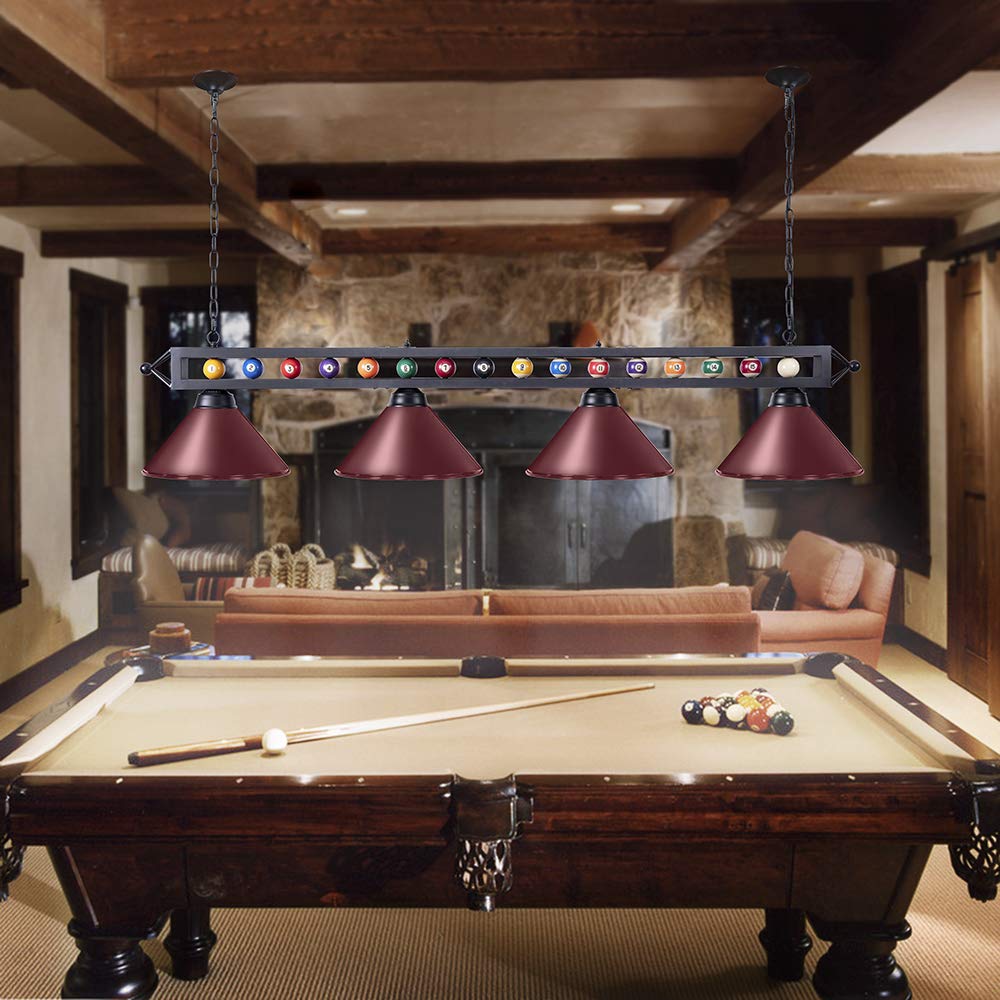 Wellmet 70'' Billiard Table Light - 4-Light Industrial Hanging Fixture for Pool Tables, Game Rooms & Kitchen Islands | Durable Lighting for Home Bars, Man Caves & Entertainment Spaces