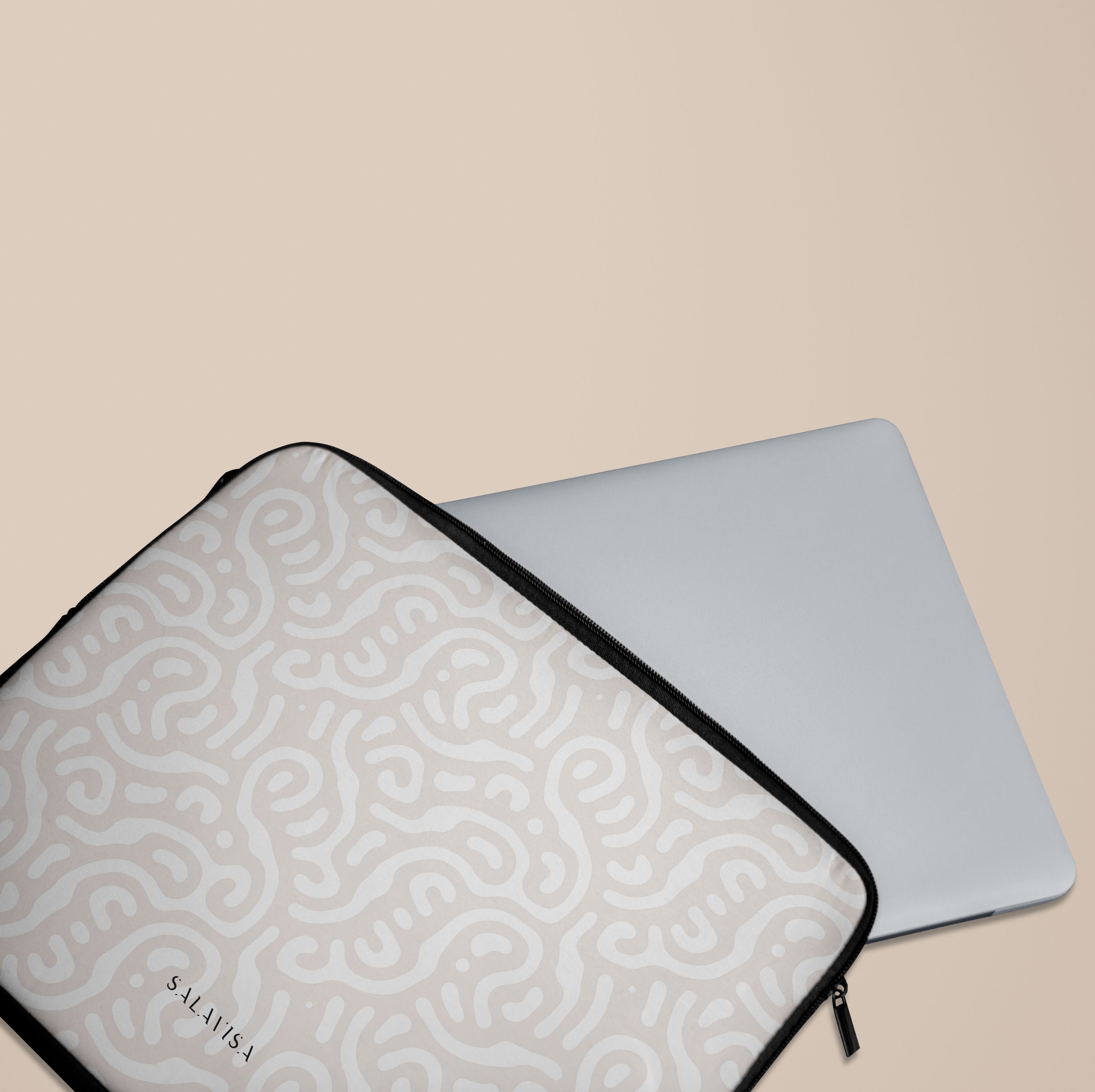 Premium Beige Laptop Sleeve for MacBook Air/Pro 13-15 Inch - Soft Faux Leather Protective Case with Anti-Scratch Lining | Perfect for Work, Travel & School Accessories