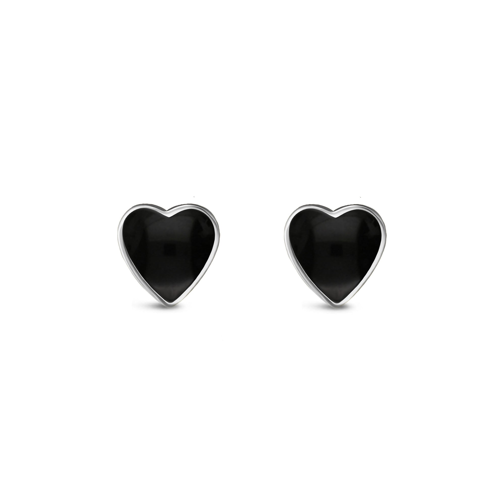 Sterling Silver Whitby Jet Heart Stud Earrings for Women - Elegant & Dainty Jewelry Gift for Valentine's Day, Anniversary & Special Occasions
