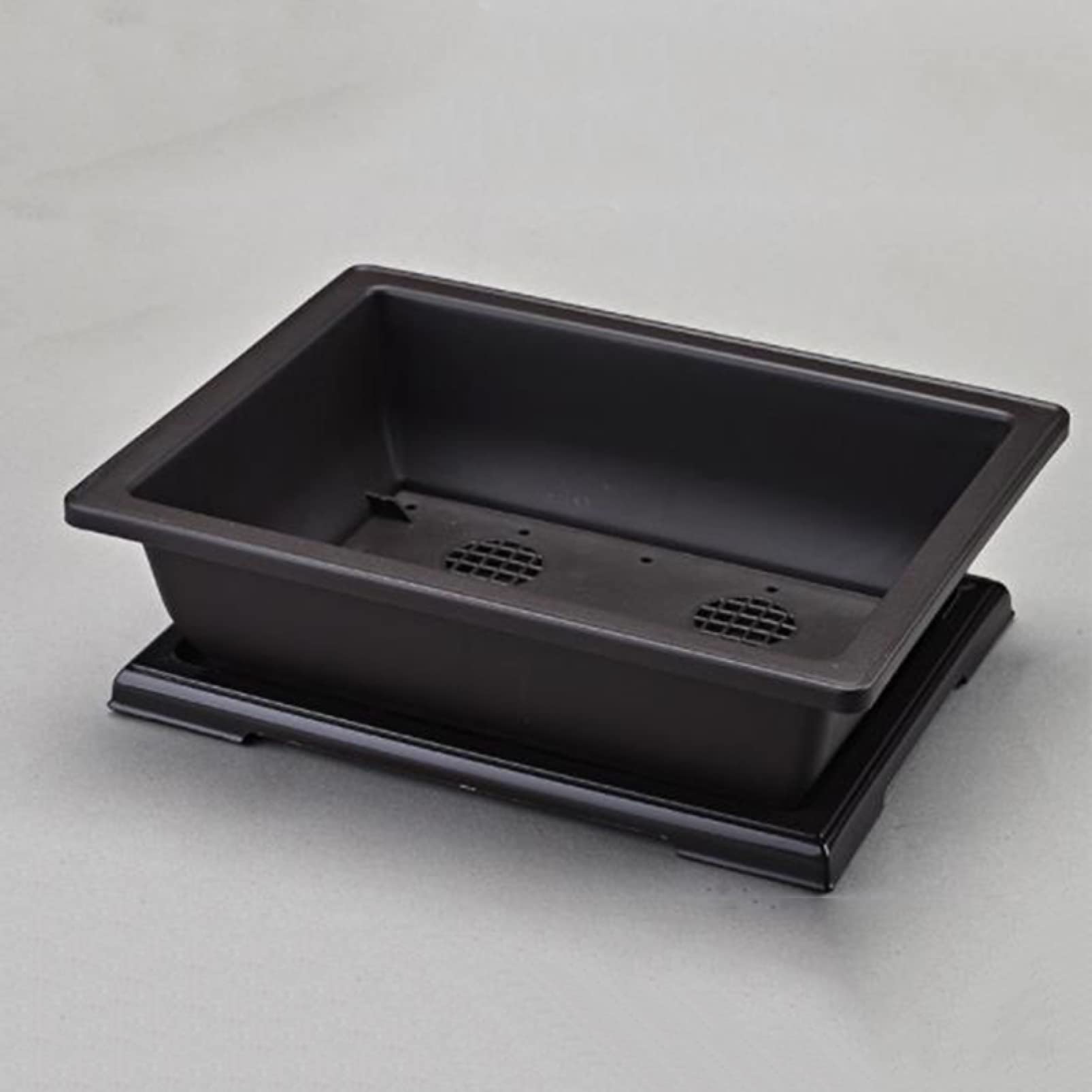 1 Pack Rectangle Plastic Succulent Plant Pots with Drainage Tray - Indoor/Outdoor Flower Planter for Balcony, Bonsai, Nursery, and Garden Decor - Perfect for Home, Office, and Patio Use