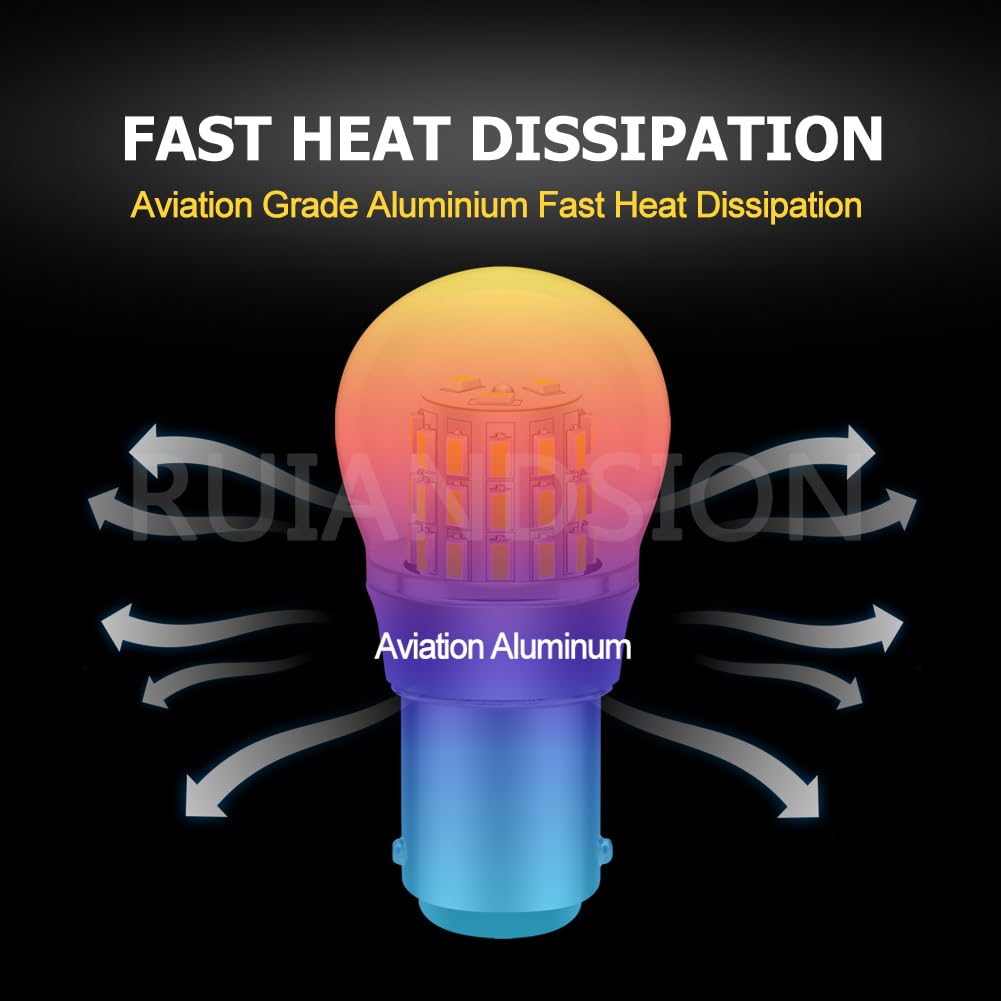 Ruiandsion BA15D LED Bulb - Super Bright White 3014 39SMD Chipsets - 10-30V DC - Perfect for RV, Truck, and Car Backup Lights, Reverse Lights, Brake Lights, and Tail Lights - Long Lasting & Energy Efficient (BA15D, White)