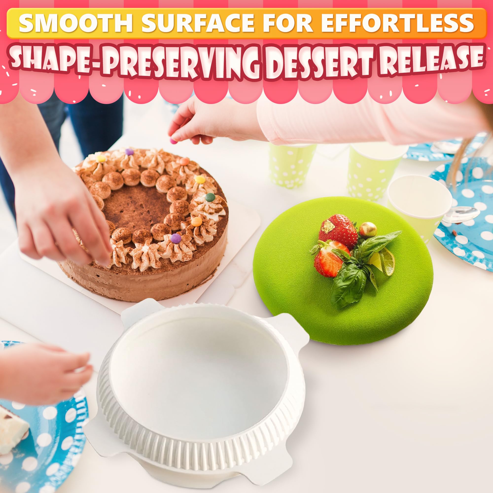 VIKROM 3D Round Silicone Cake Mold for Baking - Reusable Non-Stick Mousse, Brownie & Cheesecake Pan - Perfect for Birthday Parties, Wedding Cakes & Dessert Decorating