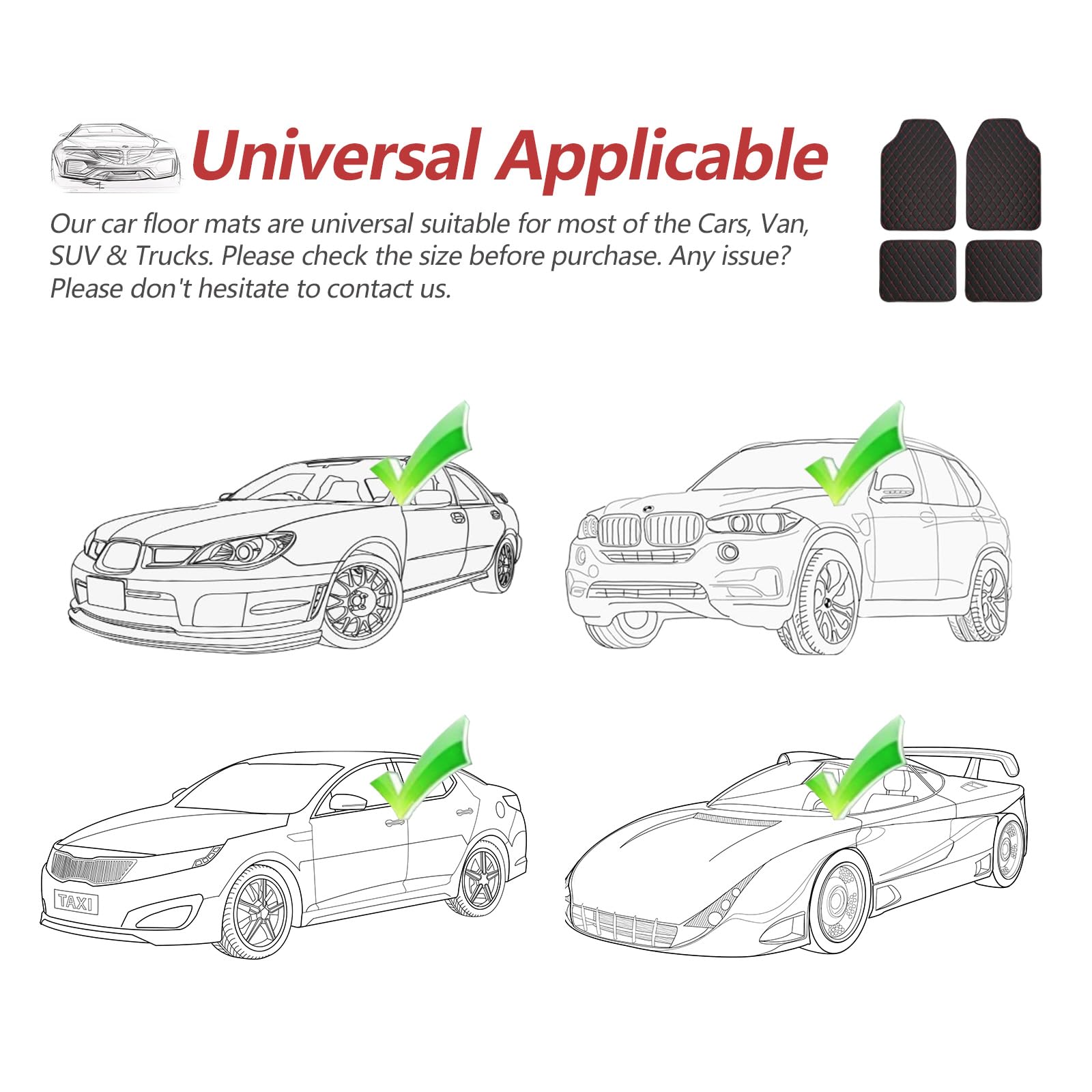 Premium All-Weather Luxury Leather Car Mats - Universal Fit for Cars, SUVs, Vans & Trucks | Waterproof & Durable Floor Mats for Year-Round Protection & Comfort | Perfect for Daily Commute, Road Trips & Family Adventures
