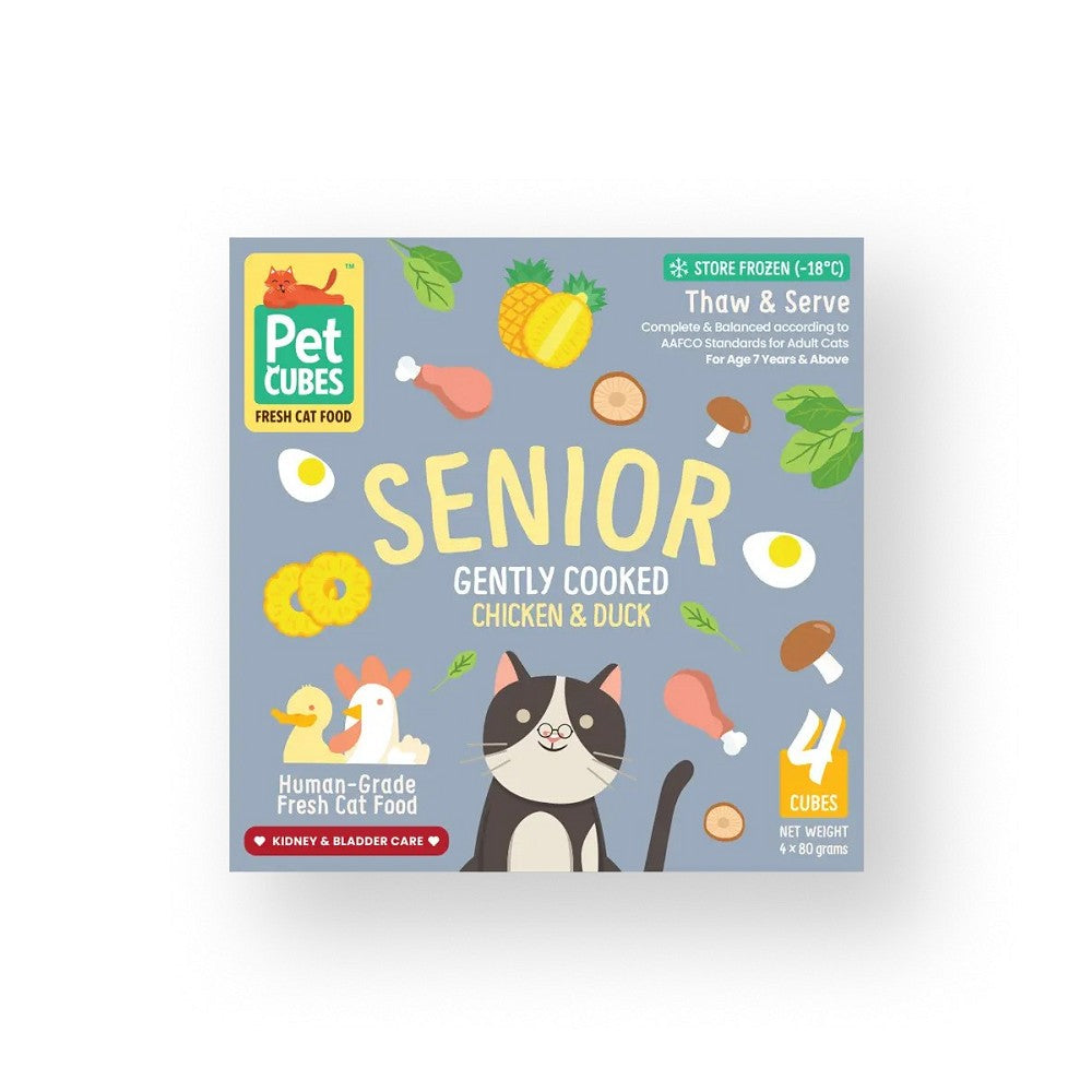 Premium Frozen Human-Grade Gently Cooked Chicken & Duck Senior Cat Food - High Protein, Grain-Free Recipe for Aging Cats with Sensitive Stomachs | Perfect for Senior Feline Nutrition & Digestive Health Support