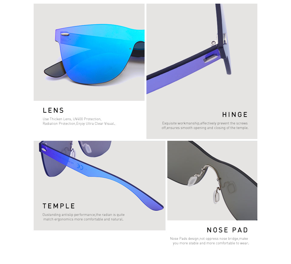 20/20 Unisex Oval Rimless Alloy Polarized Sunglasses PC1601 - UV Protection for Driving, Fishing & Outdoor Activities