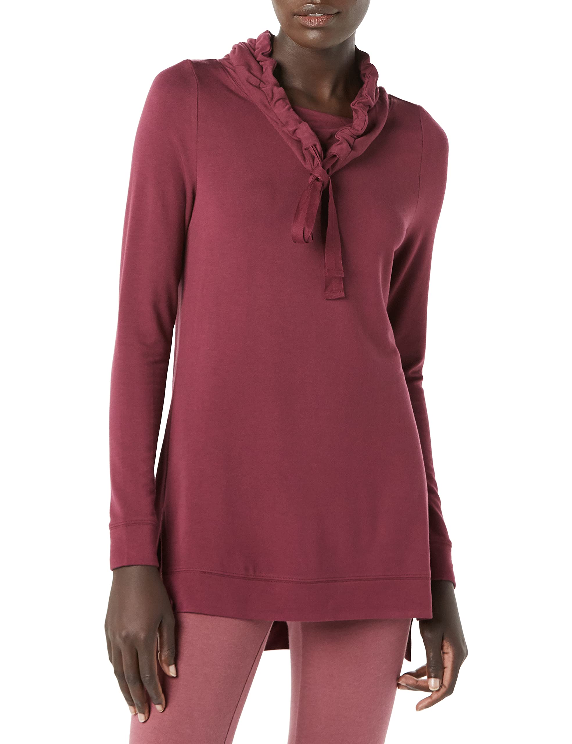 Amazon Essentials Women's Supersoft Terry Long-Sleeve Funnel Neck Tunic - Cozy Lounge Wear for Home, Yoga & Casual Outings (Previously Daily Ritual)