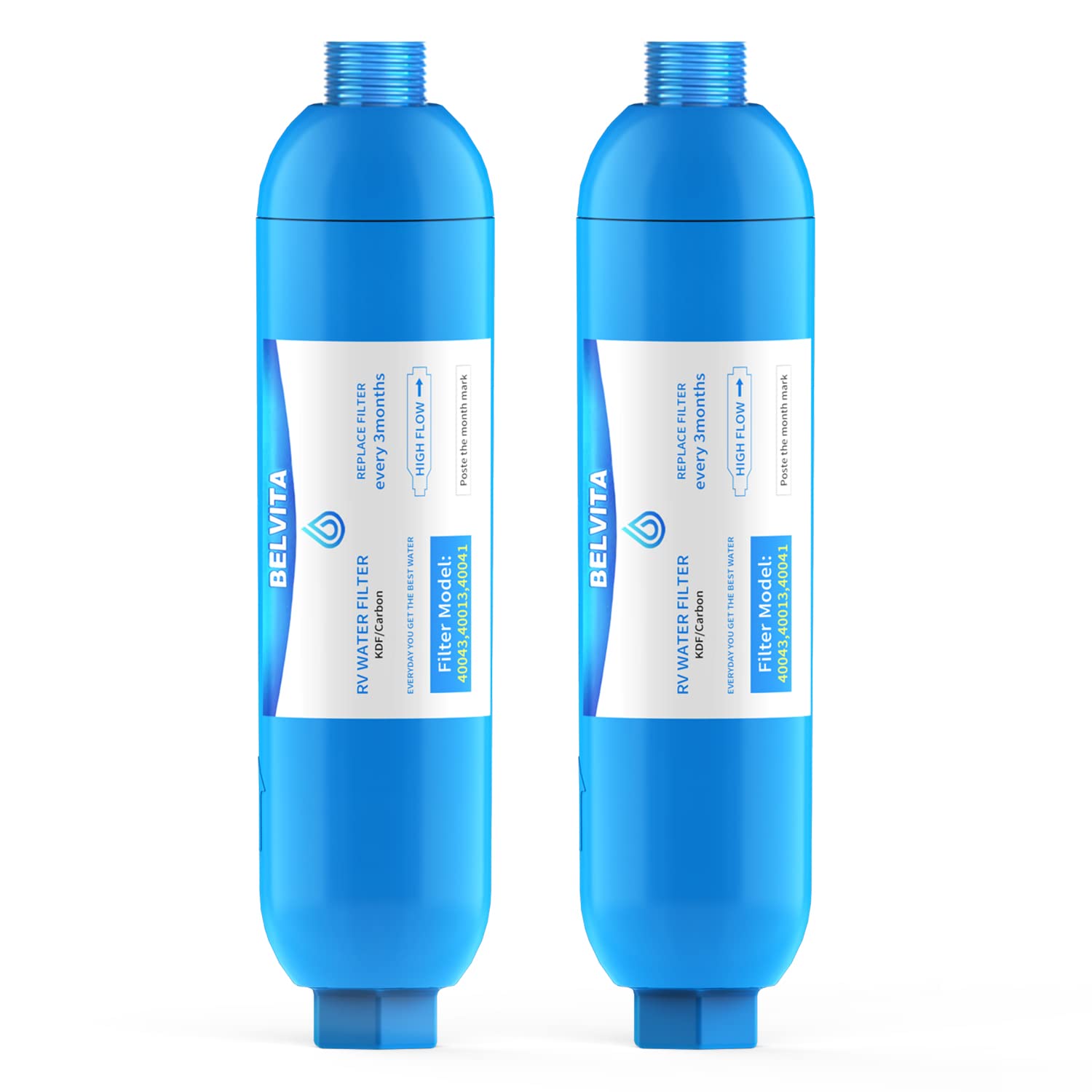 BELVITA RV Inline Water Filter 2 Pack - Reduces Lead, Fluoride, Chlorine, Bad Taste & Odor - Drinking & Washing Water Filter for RVs, Boats & Marine Use - Perfect for Camping, Road Trips & Outdoor Adventures