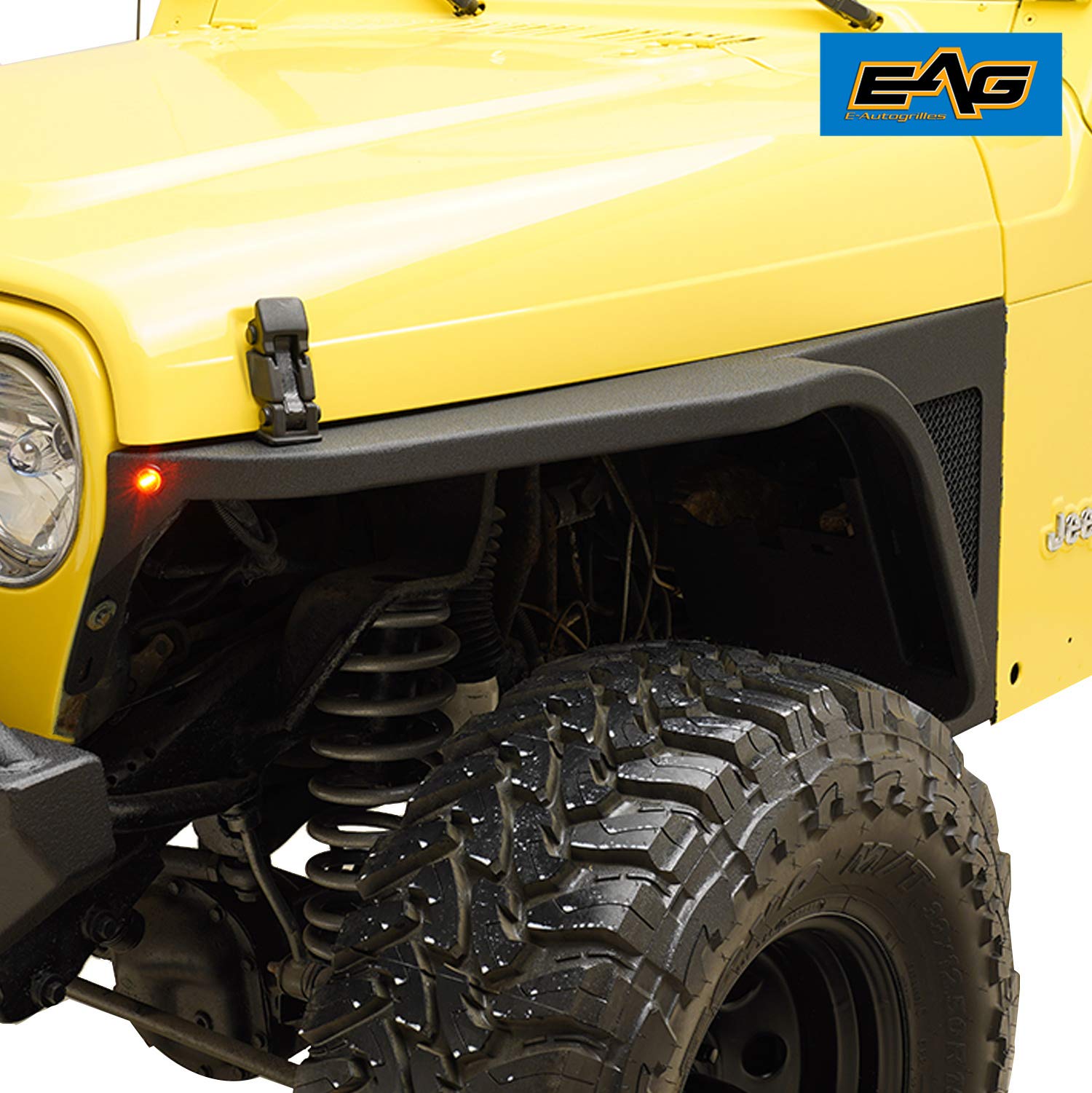 EAG Steel Front Fender Flare with LED Lights for Jeep Wrangler TJ 1997-2006 | Off-Road Accessories for Enhanced Style & Protection