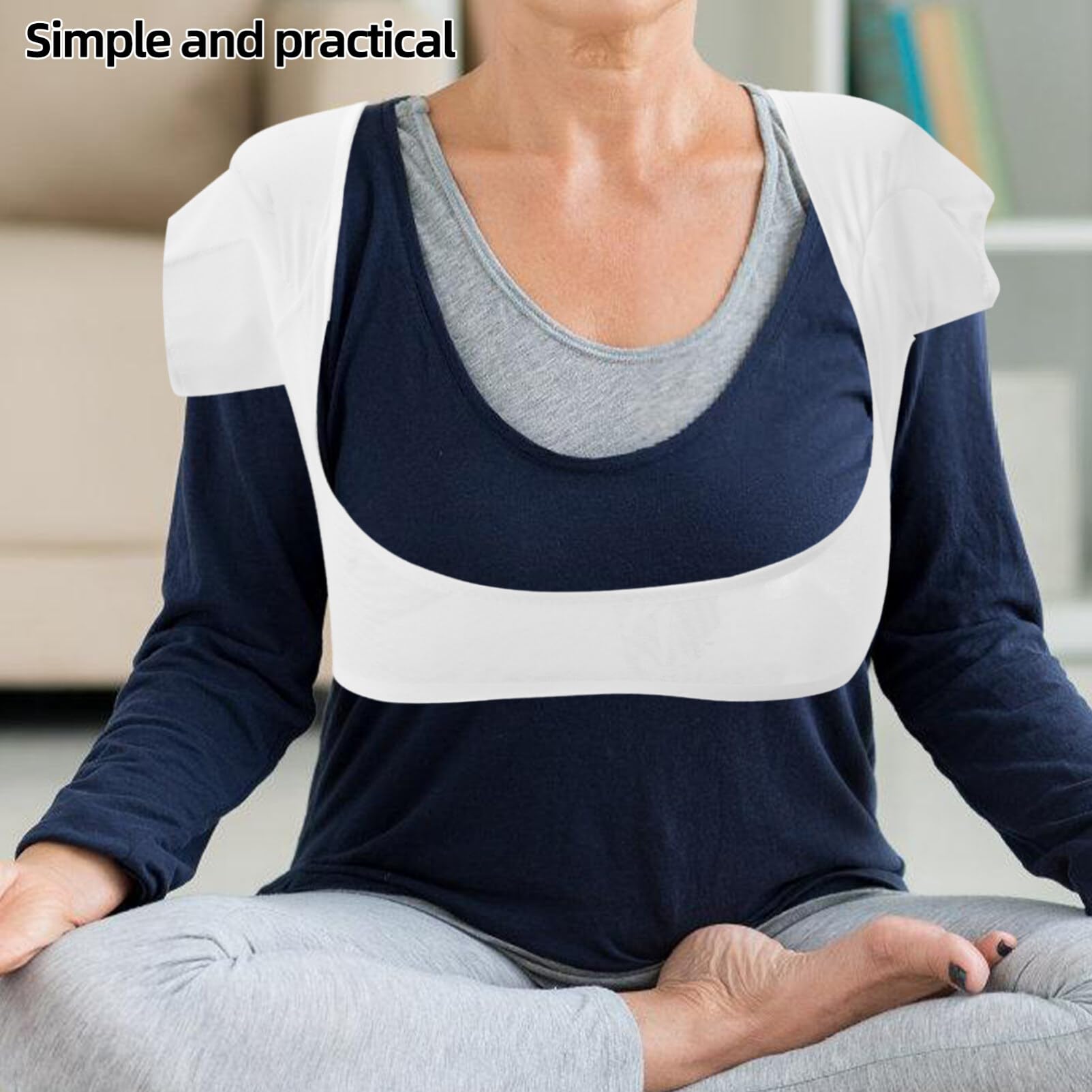 Beavorty Sweatproof Underarm Vest for Women - Washable Sweat Shield Undershirt, Breathable Tank Top, White - Perfect for Gym, Workout & Everyday Wear