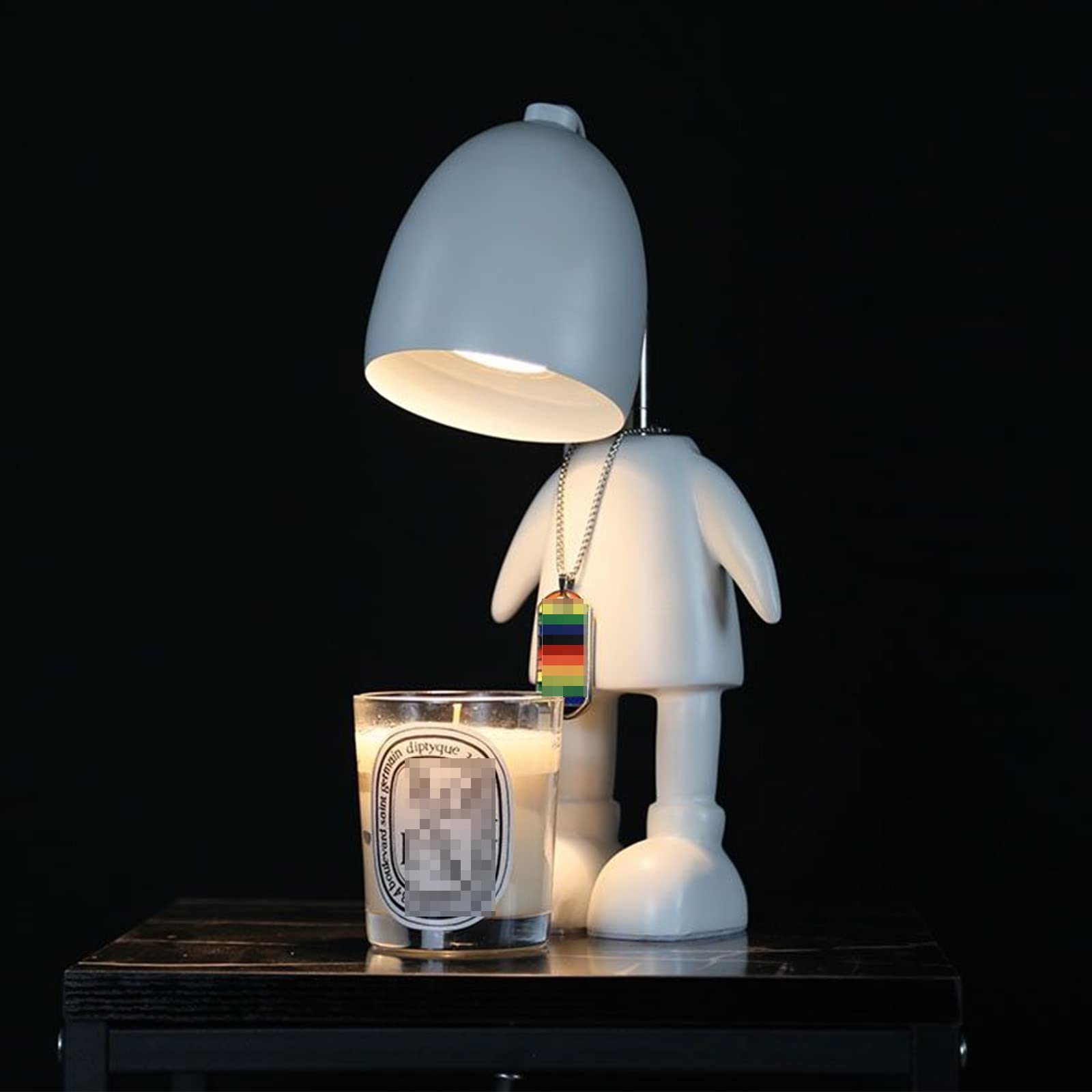 FHW Aromatherapy Wax Melt Lamp - Robot Candle Warmer Diffuser with Dimmable Night Light, White | Personalized Home Decor for Bedroom, Living Room & Office Relaxation