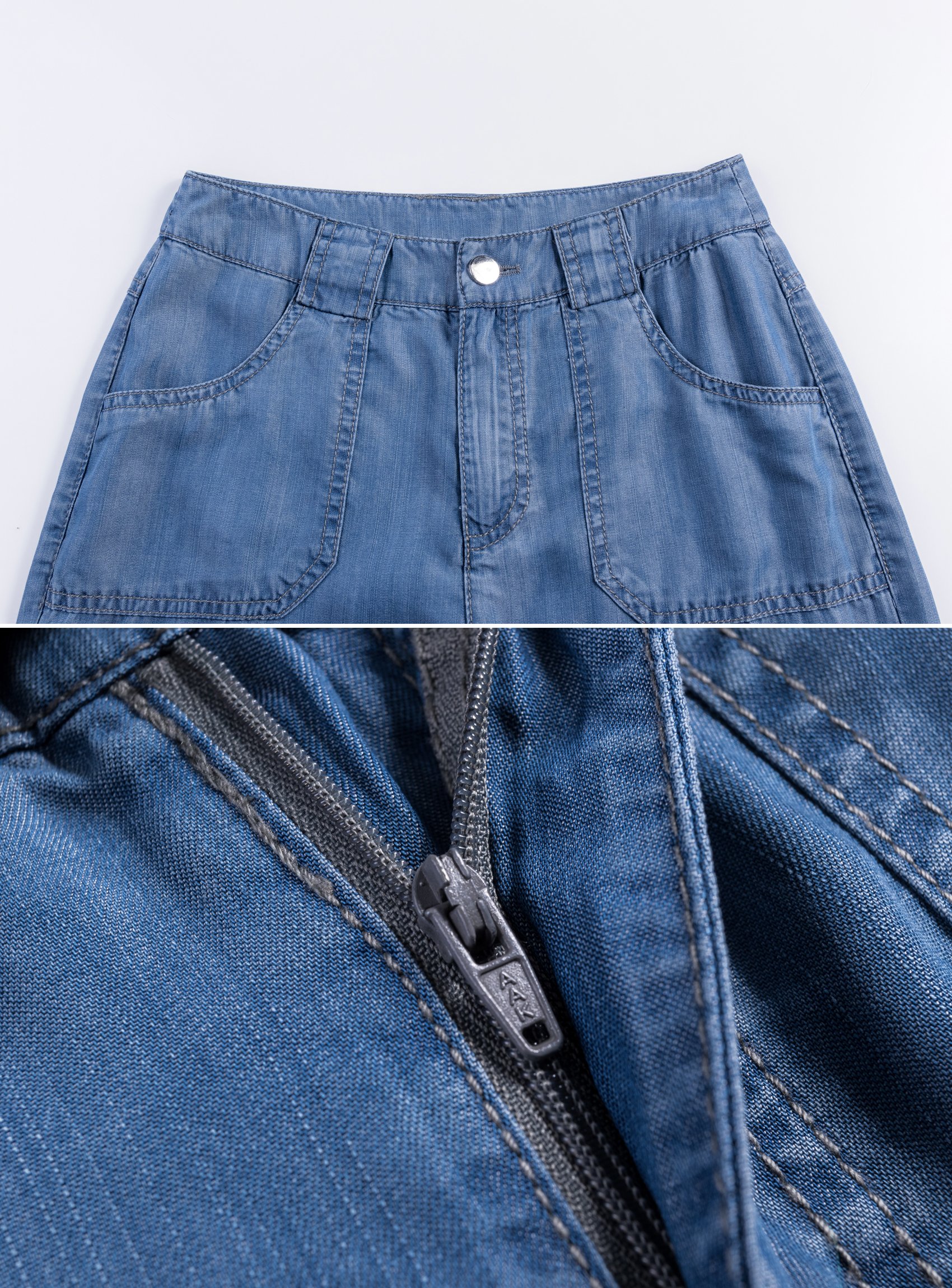 Sunfan Women's High Rise Wide Leg Capri Tencel Jeans - Relaxed Fit Blue Denim Pants for Casual Wear & Summer Outfits