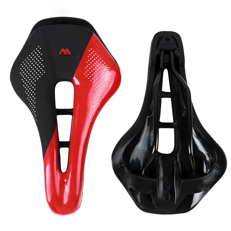 Premium MTB & Road Bike Saddle - Hollow Ventilation Soft Short Nose Cushion, Waterproof PU Cycling Seat for Racing & Commuting - Perfect for Long-Distance Riding & Urban Cycling