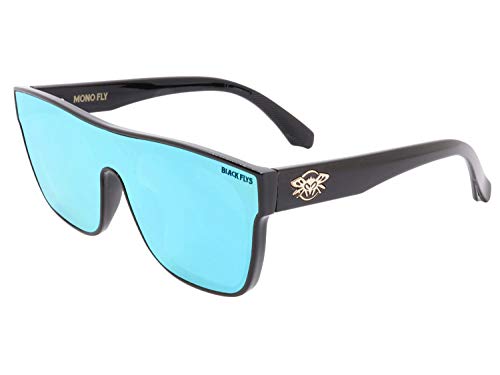 Shiny Black W/ Blue Mirror Len