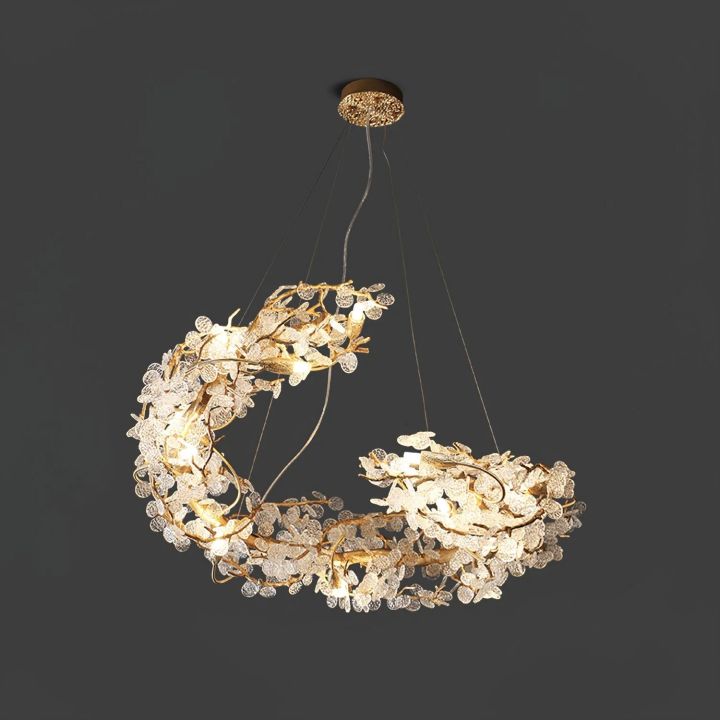Aurea Modern Chandelier - Elegant Crystal Ceiling Light Fixture for Dining Room, Living Room & Bedroom | Energy Efficient LED Lighting | Perfect for Home Decor & Interior Design