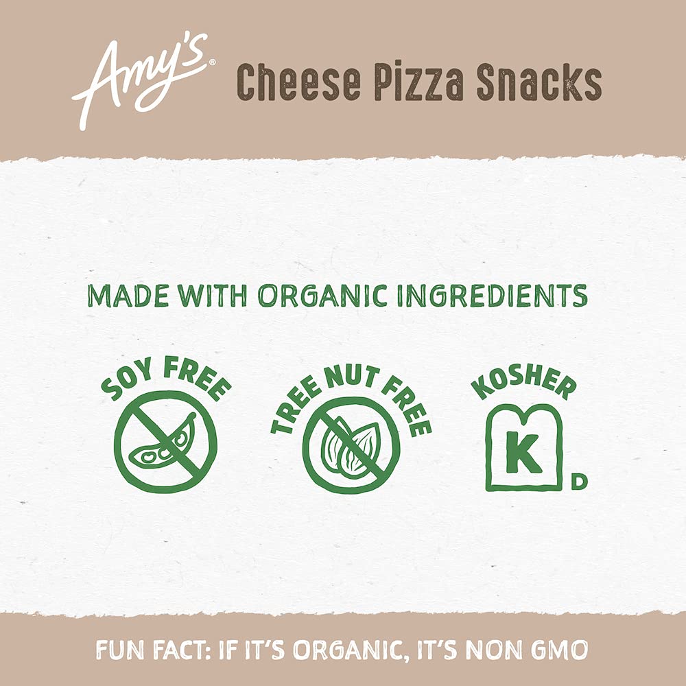 Amy's Organic Cheese Pizza Snacks - Frozen Microwave Meals Made with Organic Flour & Tomatoes (6 oz) | Quick Lunch, School Snacks & Busy Weeknight Dinners