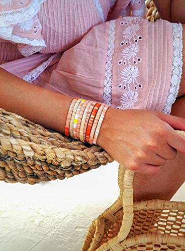 KELITCH Fashion Tila Miyuki Beaded Bracelet - Colorful Elastic Stretch Bracelet for Women, Friendship Jewelry Gift Set (2PCS) - Perfect for Birthday, Anniversary & Everyday Wear