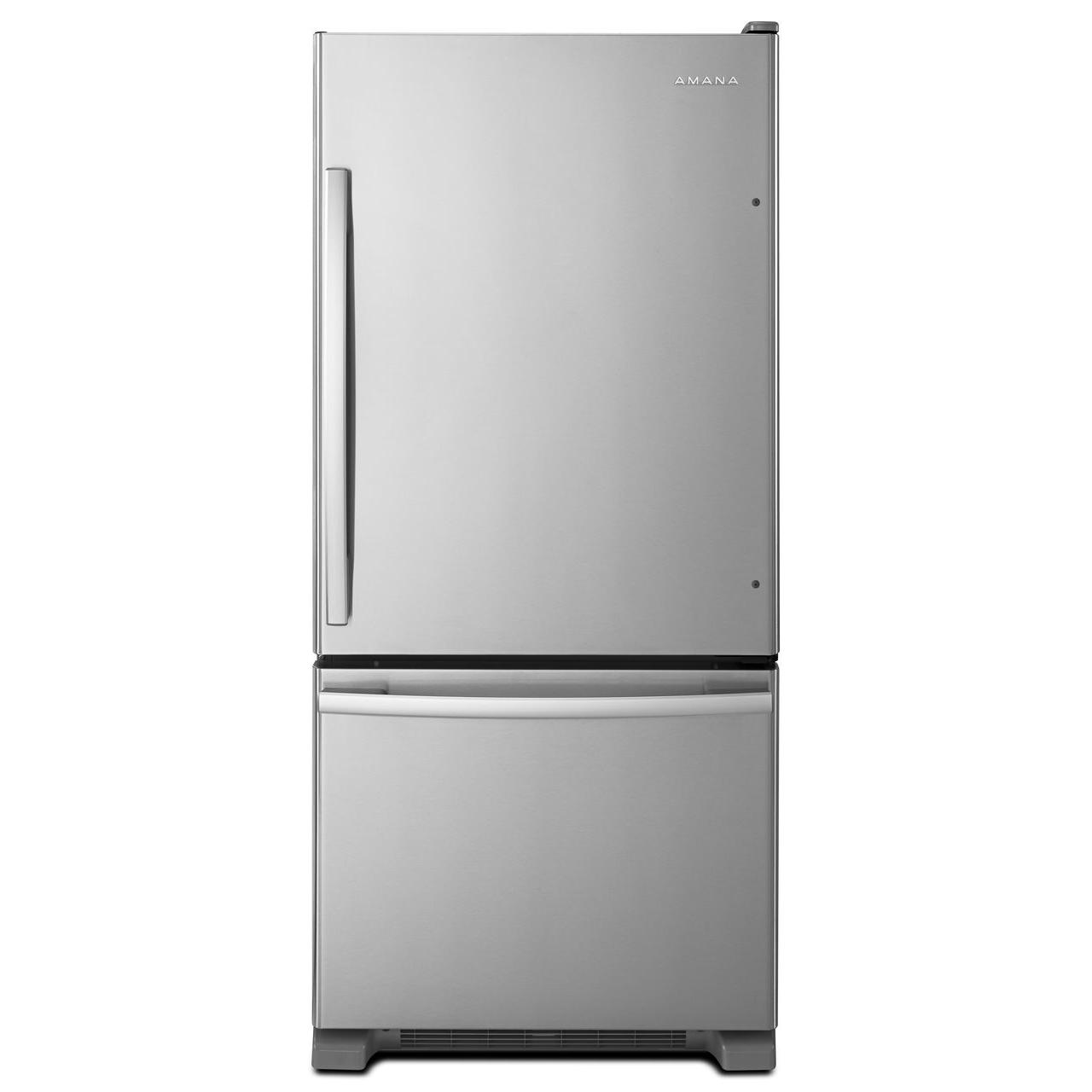 Amana 30 Inch 18 cu. ft. Bottom Freezer Refrigerator ABB1924BRM - Energy Efficient Stainless Steel French Door Fridge for Kitchen & Home