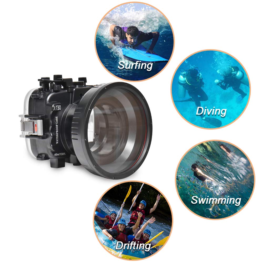 Fujifilm X-T30 16-50mm & 18-55mm Underwater Camera Housing Case - 40m/130ft Depth Rating for Scuba Diving & Snorkeling Photography