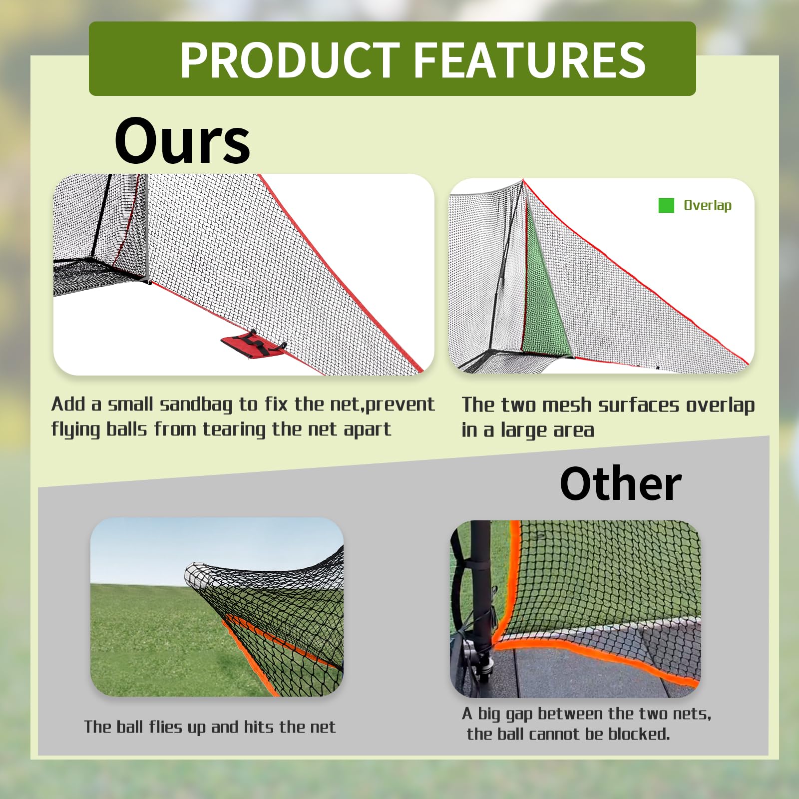 Premium Golf Shank Net Attachment - 7x7ft & 7x10ft Golf Barrier Side Net for Hitting Nets | Indoor/Outdoor Practice | Perfect for Backyard, Driving Range & Home Training