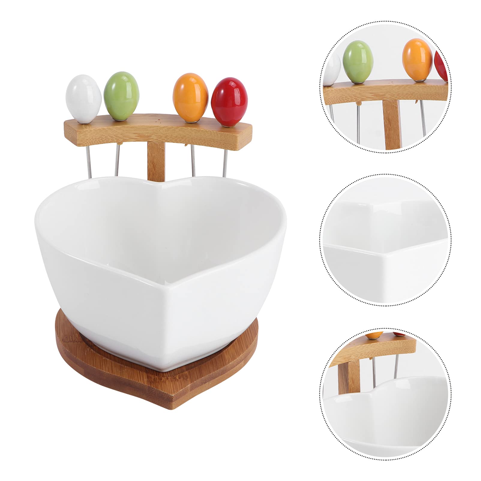 Hemoton 1 Set Porcelain Salad Bowls - 6-Piece Heart-Shaped Dessert Bowls for Ice Cream, Fruits, Nuts, Snacks | Elegant Sugar Bowls & Appetizer Plates | Perfect for Parties, Tea Time, and Home Decor