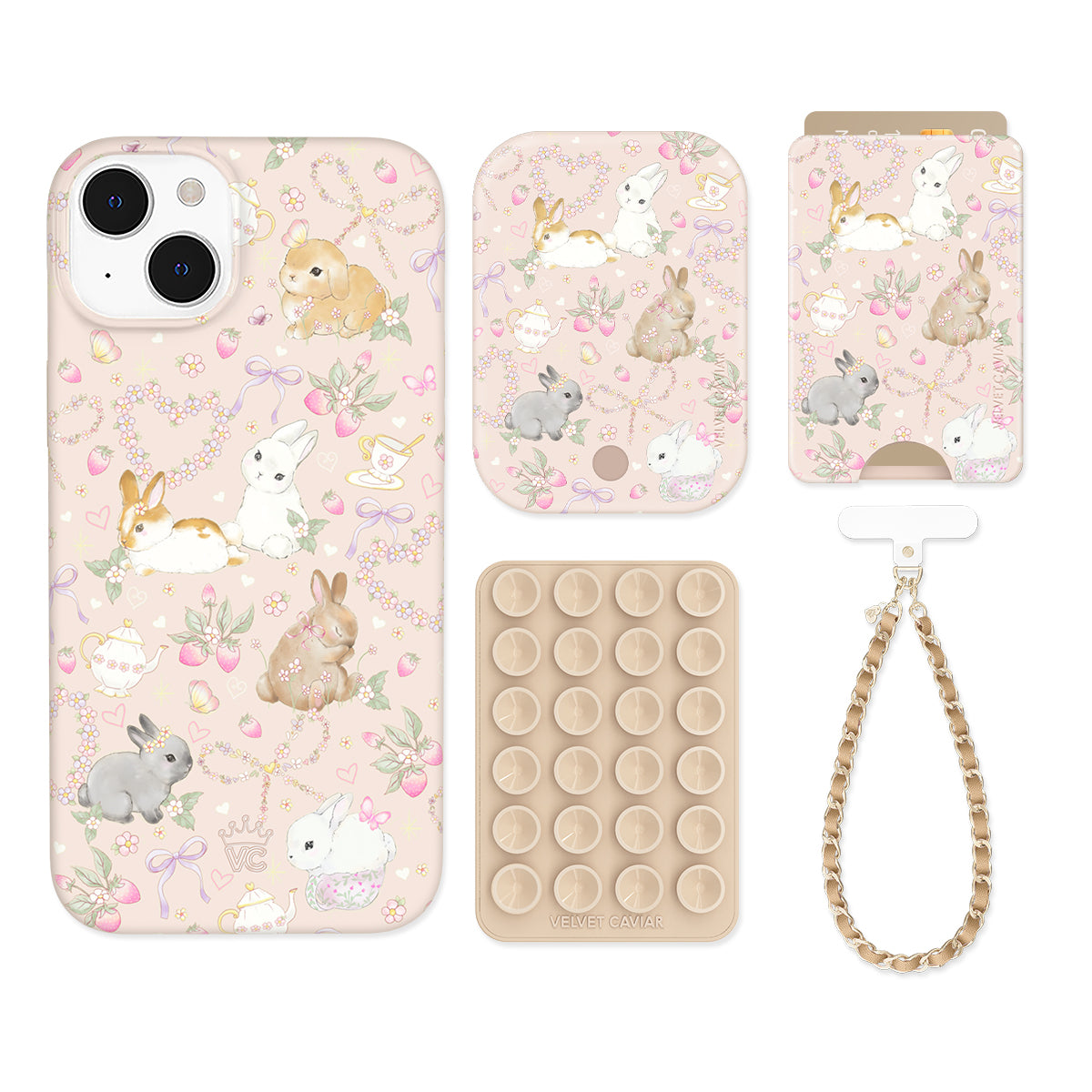Bunnies & Bows iPhone Wallet Case with Card Holder - Cute Bunny Design for Girls & Women - Perfect for Everyday Use, Shopping & Travel Accessories