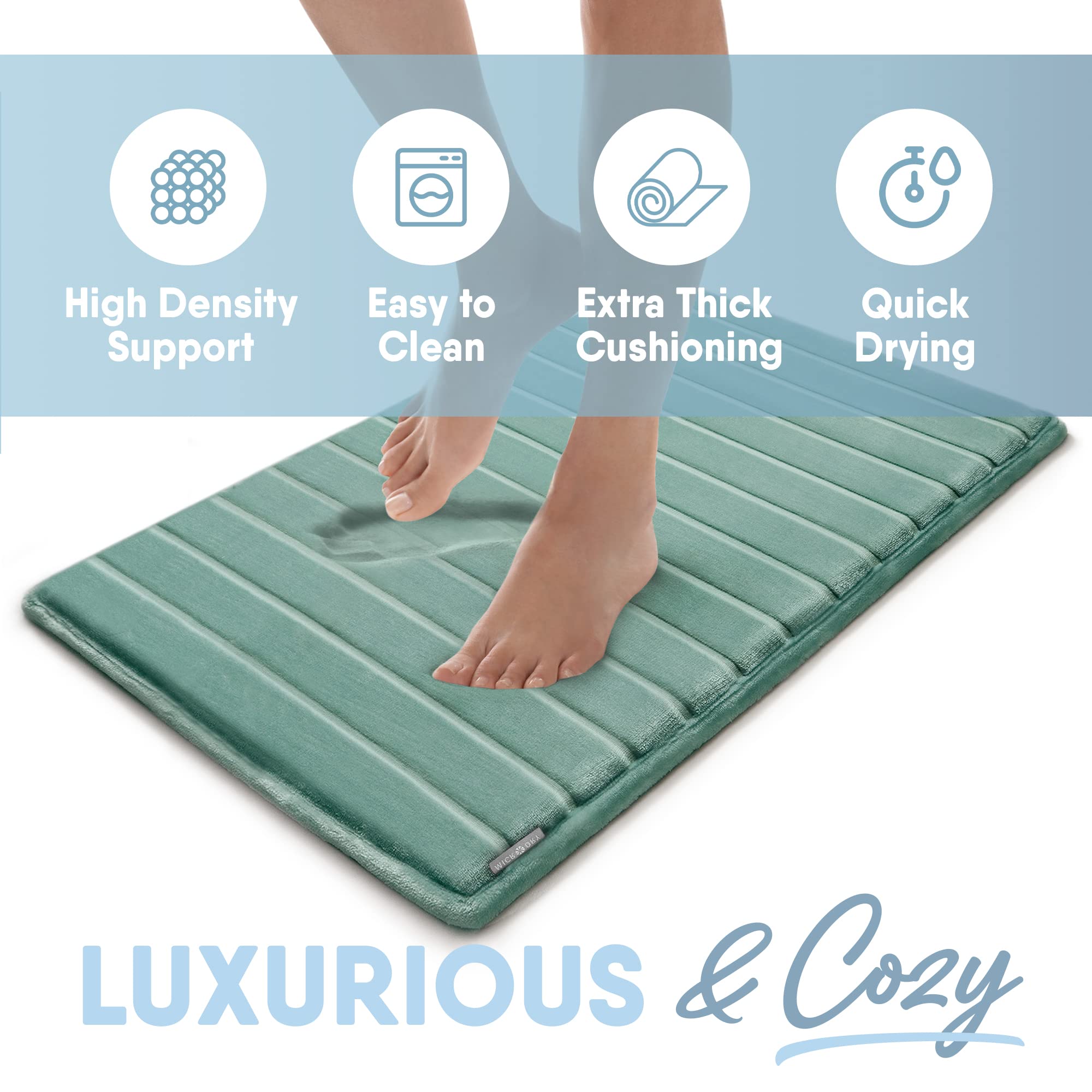 Premium Memory Foam Bath Mat - Extra Thick & Absorbent with Charcoal Infusion, Non-Slip GripTex Base, Fade & Pilling Resistant - SoftLux Collection (Aquifer, 17x24) - Perfect for Bathroom, Spa, and Master Suite Decor