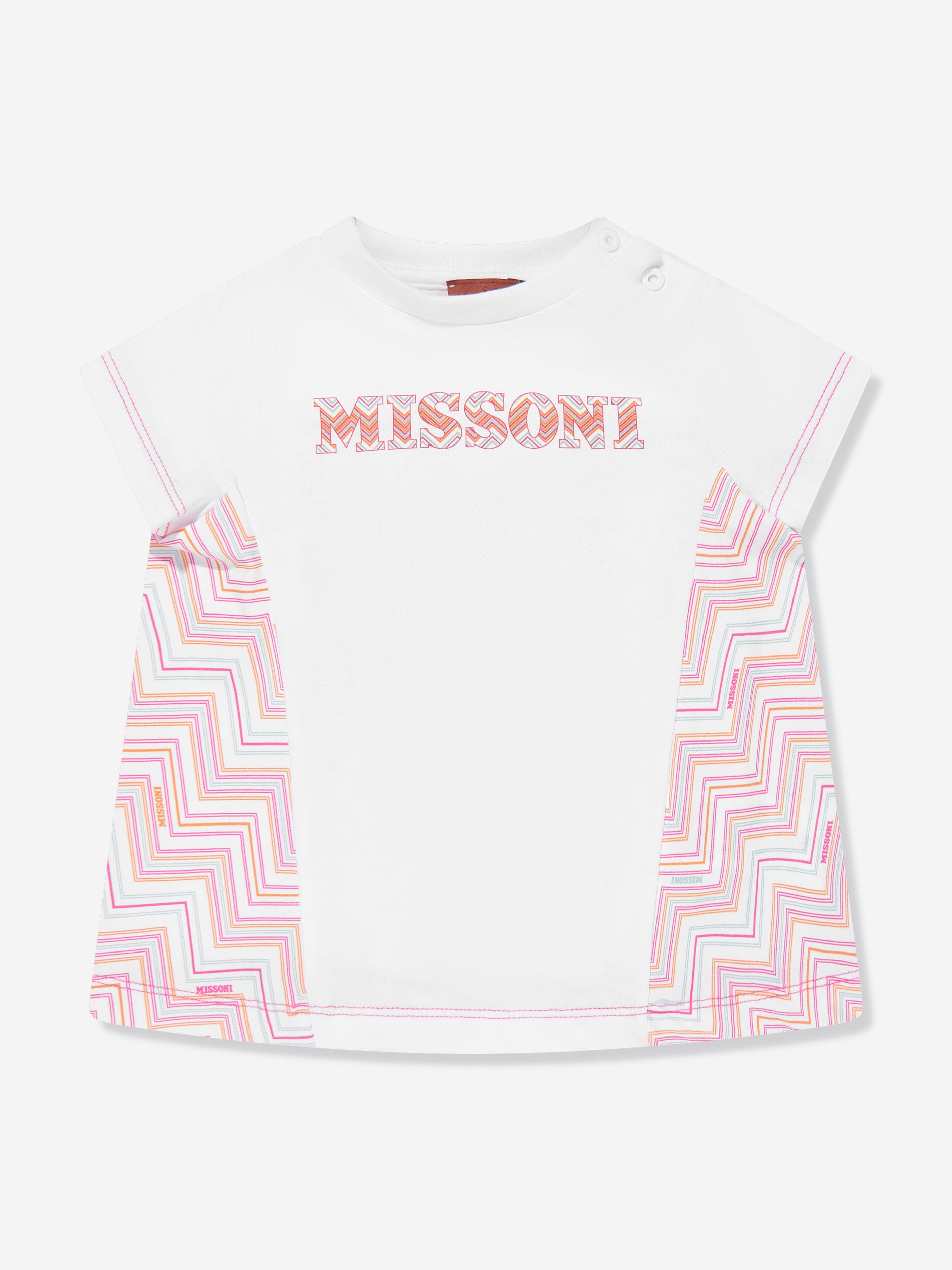 Baby Girls Pink Zigzag Jersey Dress - Soft & Comfortable Casual Wear for Playdates, Parties & Everyday Outfits