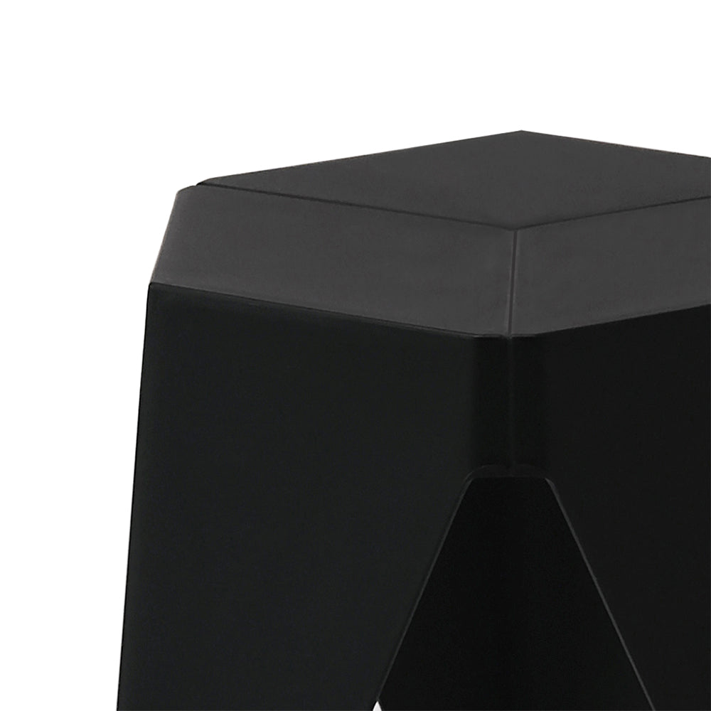2-Pack Black Plastic Bar Stools - Stackable Foot Stools for Kitchen Counter, Game Room & Outdoor Patio Furniture