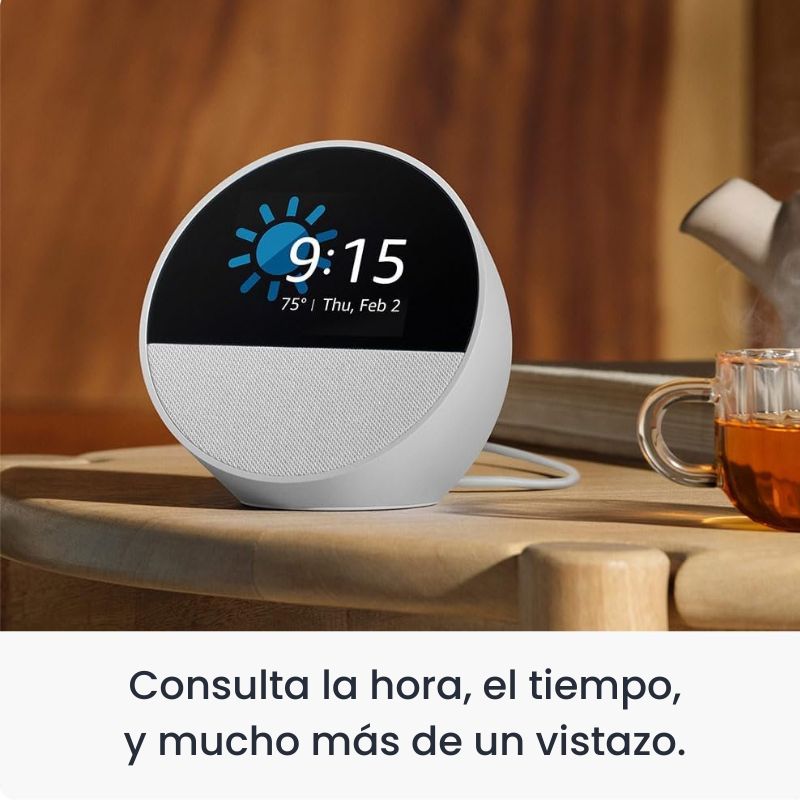 Amazon Echo Spot (2024) Smart Alarm Clock with Alexa - Blue | Voice Control, Weather, Music & More | Perfect for Bedroom, Office & Kitchen