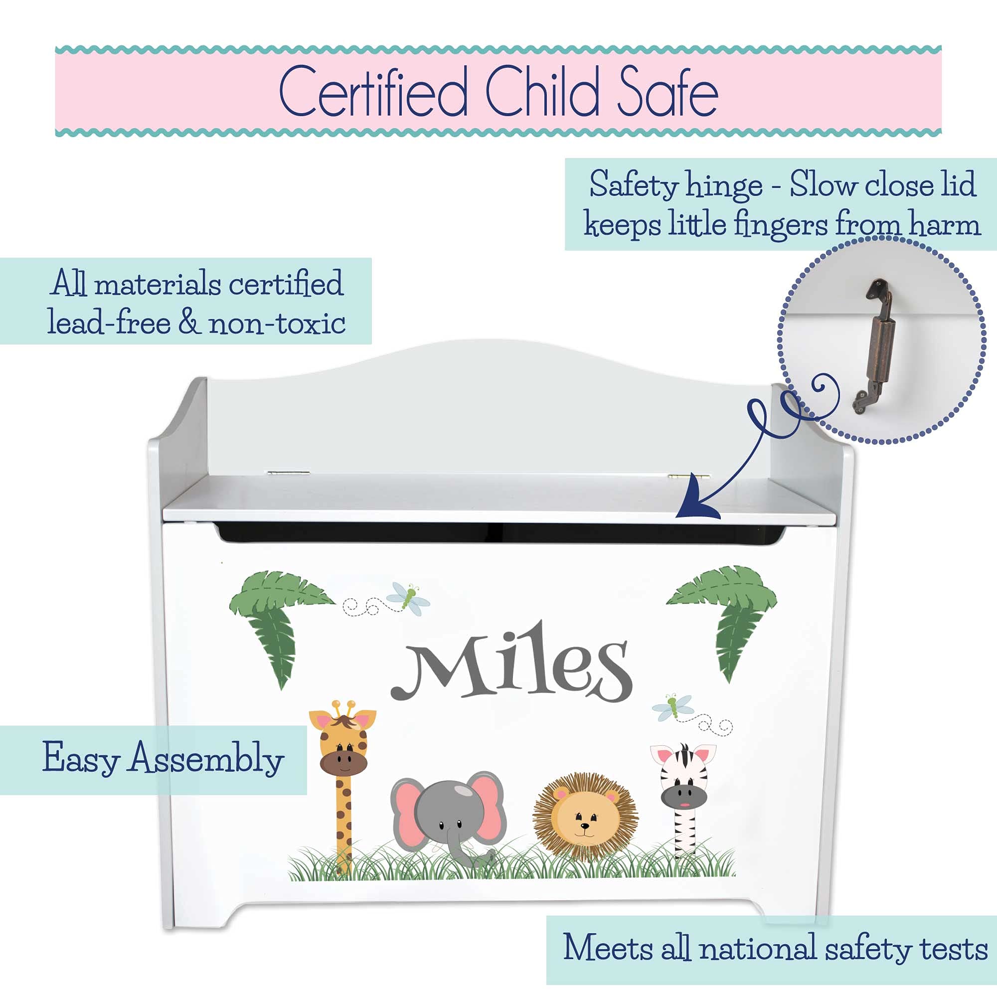 Personalized Pink Gray Elephant Toy Box Bench with Lid - Custom Wooden Toy Storage Chest for Nursery, Playroom & Bedroom - Multi-Functional Seat & Decor Organizer | Perfect for Kids' Room Organization & Playtime Storage