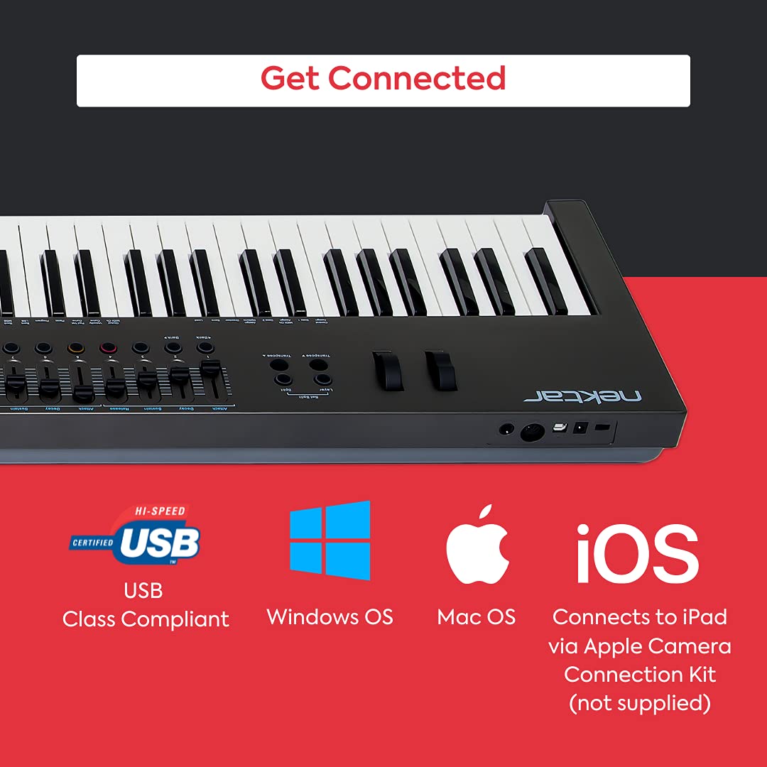 Nektar Impact LX88+ 88-Key USB MIDI Keyboard Controller with Semi-Weighted Keys - Perfect for Music Production, Studio Recording & Live Performance