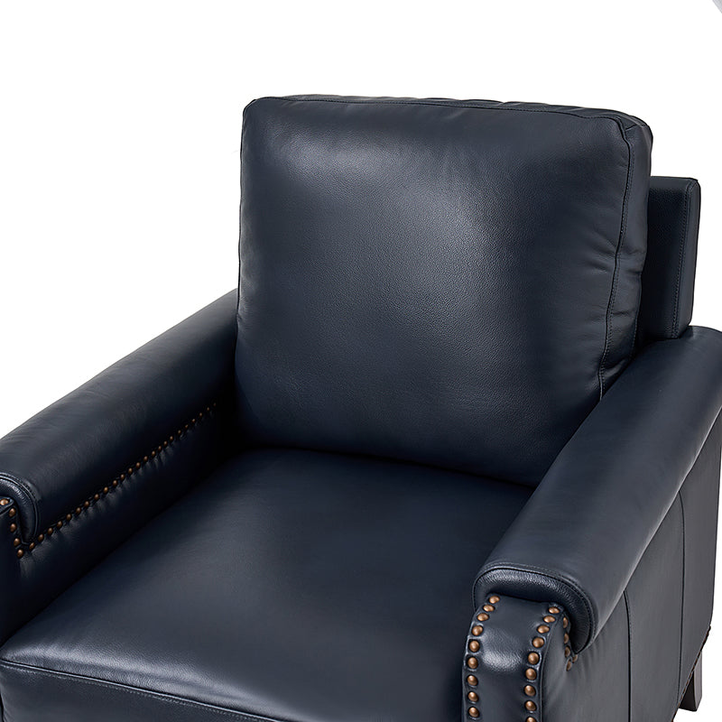 Nathaniel Transitional Style Genuine Leather Armchair - Premium Brown Leather Lounge Chair for Living Room, Office & Study - Comfortable Reading Chair with Padded Seat & Wooden Legs