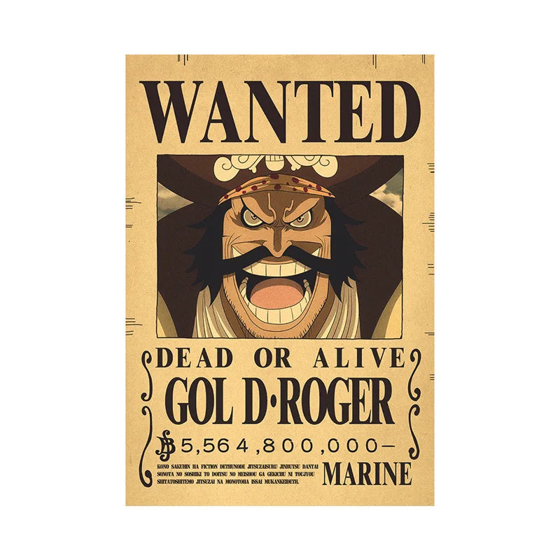 One Piece Bounty Wanted Sticker Posters - Anime Wall Decor for Bedroom, Office & Game Room - Perfect for Fans & Collectors
