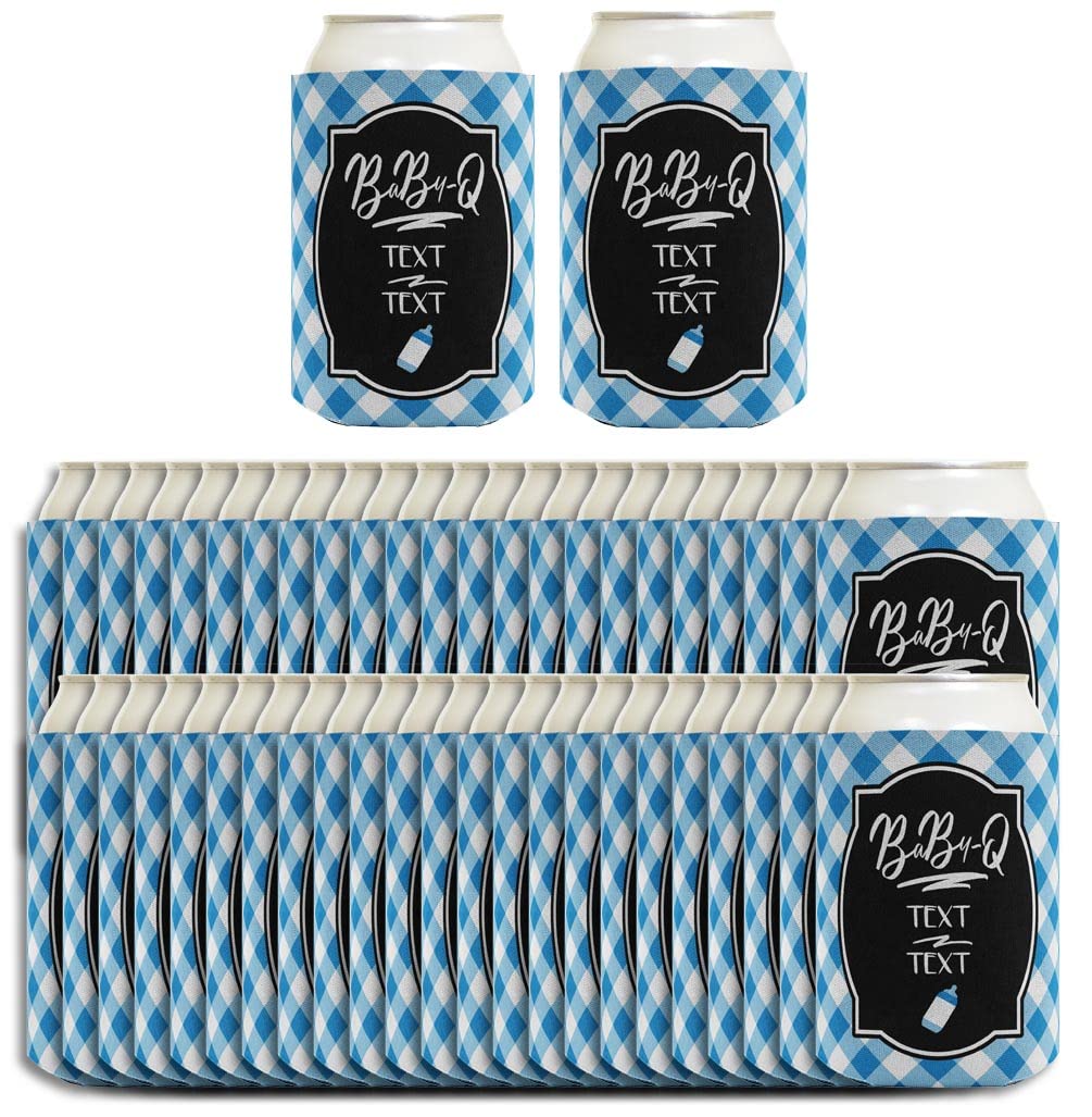 Personalized Baby Shower Favors - 48-Pack Custom Name & Date Can Coolers (Blue) | Perfect for Baby Showers, Birthday Parties & Outdoor Events