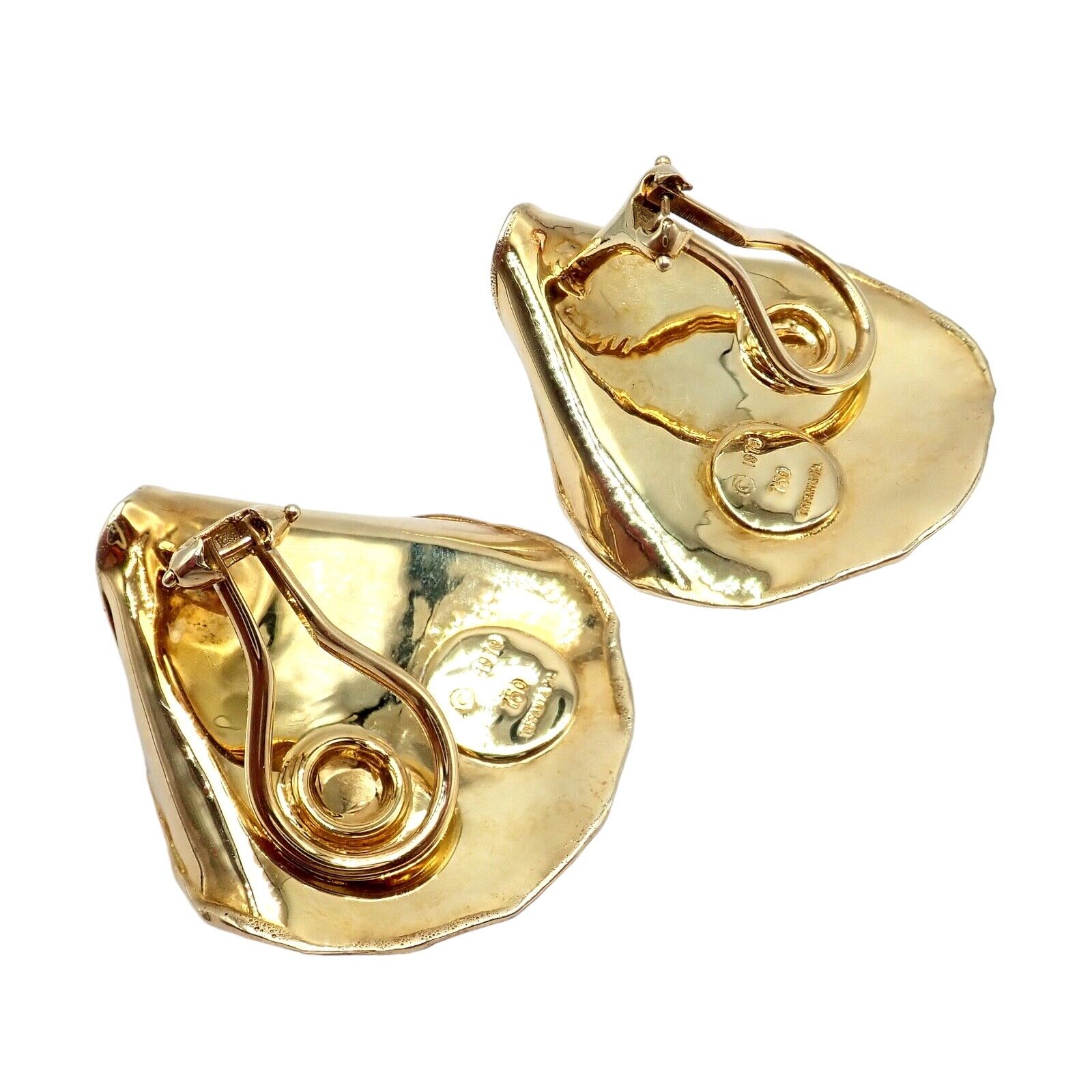 Authentic Tiffany & Co Angela Cummings 18k Yellow Gold Rose Petal Earrings Vintage 1979 - Elegant Jewelry for Weddings, Anniversaries & Special Occasions