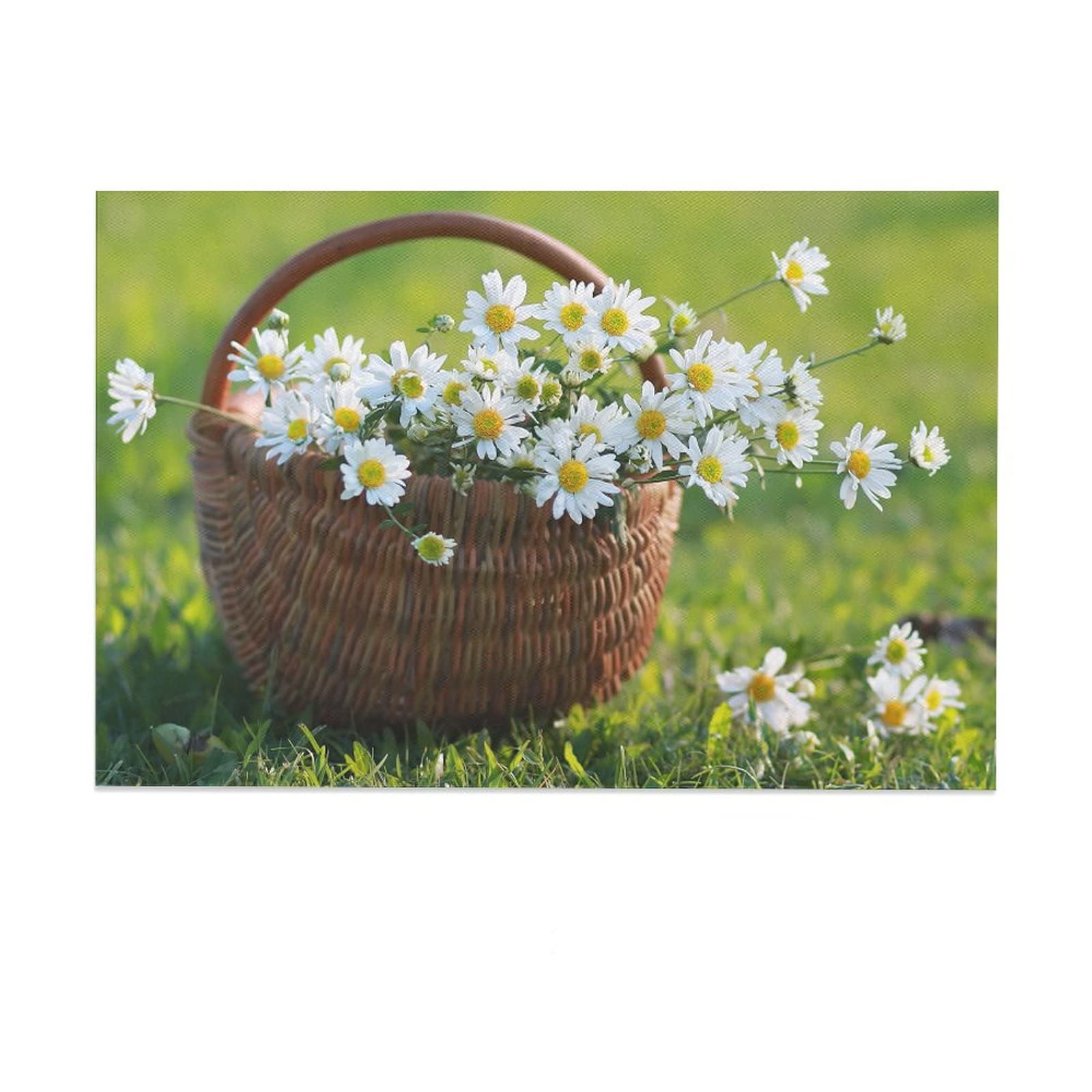 Chamomile Flower Canvas Poster Wall Art - Summer Basket Floral Print Painting for Living Room, Bedroom & Office Decor - 08x12inch (20x30cm) - Perfect Gift for Home, Sports & Landscape Enthusiasts