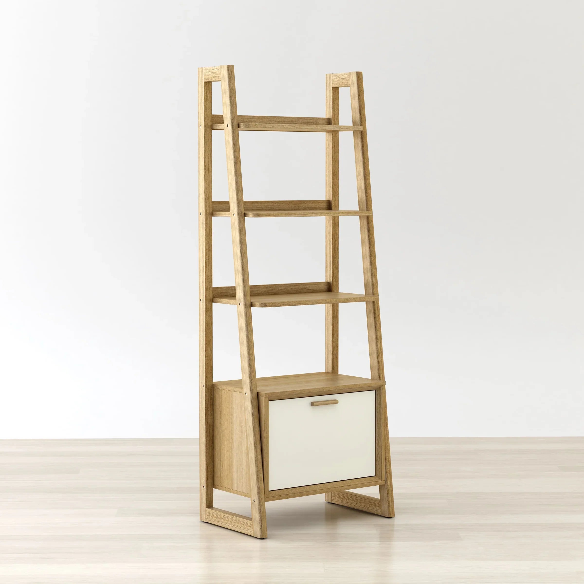 Anderson Teak Kathy Ladder Shelf Bookcase - Solid Wood Storage Organizer for Living Room, Bedroom & Office | Modern Display Shelf for Books, Plants & Decor (Model LSK 026)