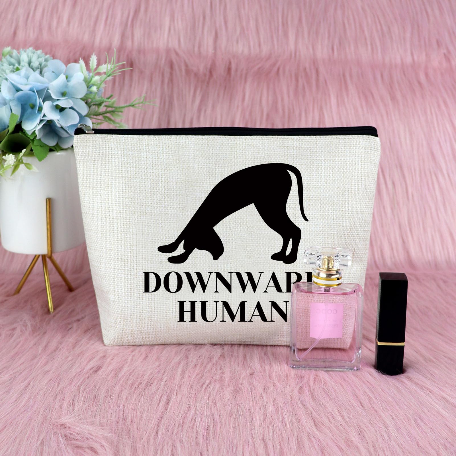 Yoga Makeup Bag for Women - Cute Dog Print Cosmetic Pouch - Perfect Gift for Yoga Lovers, Instructors & Dog Owners - Great for Birthdays, Christmas & Graduation - Travel-Friendly Yoga Accessory for Classes, Gym & Vacation