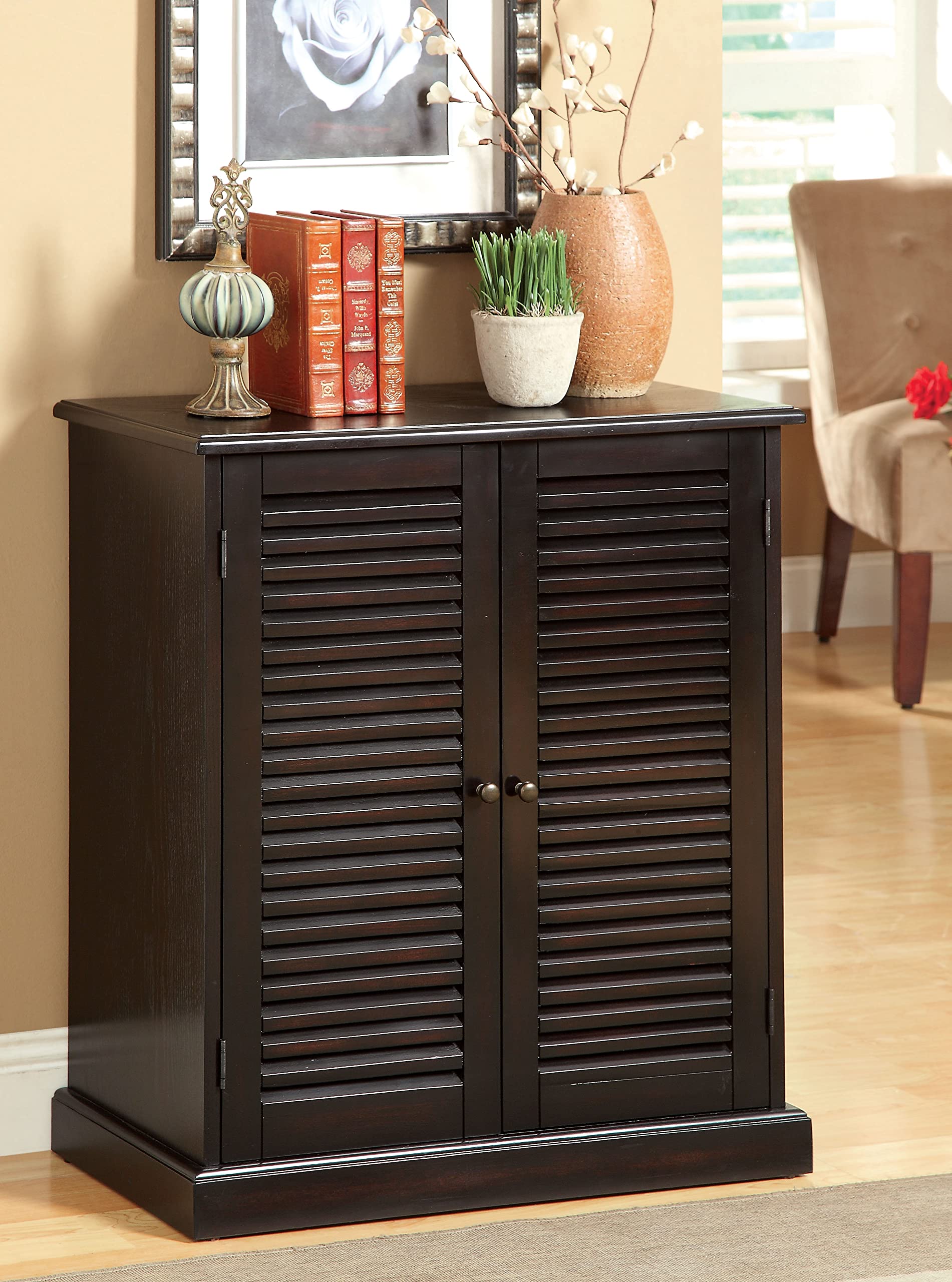 Furniture of America 5-Shelf Enclosed Shoe Cabinet - Espresso Finish | Space-Saving Shoe Storage Organizer for Entryway, Closet & Bedroom