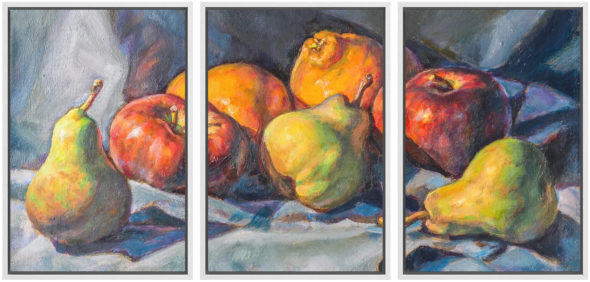 Wall26 - 3 Piece Framed Canvas Wall Art Set - Modern Fruit Still Life Oil Painting on Stretched Canvas - Ready to Hang Home Decor (24