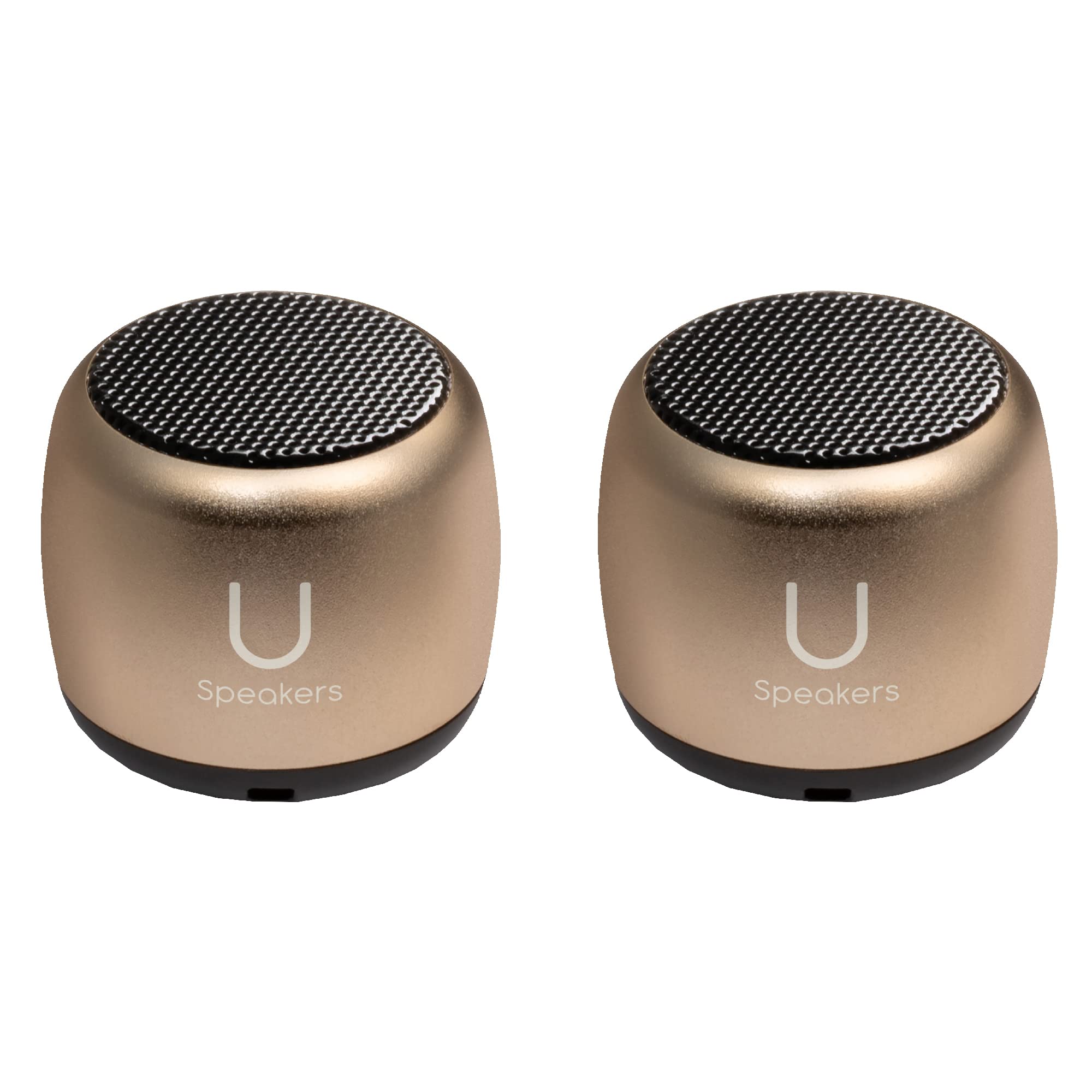 Premium 2-Pack Bluetooth Computer Speakers with Built-in Mic & Selfie Remote - Wireless Desktop Speakers for Workspace, Laptop, Tablet, PC & Mobile Devices (Gold) | Perfect for Home Office, Gaming & Video Calls