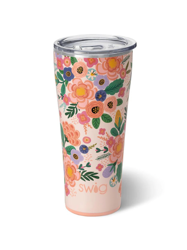 Swig Life Full Bloom 32oz Insulated Tumbler with Lid & Straw - Leakproof Stainless Steel Water Bottle for Hot & Cold Drinks - Perfect for Workouts, Office, Travel & Outdoor Activities