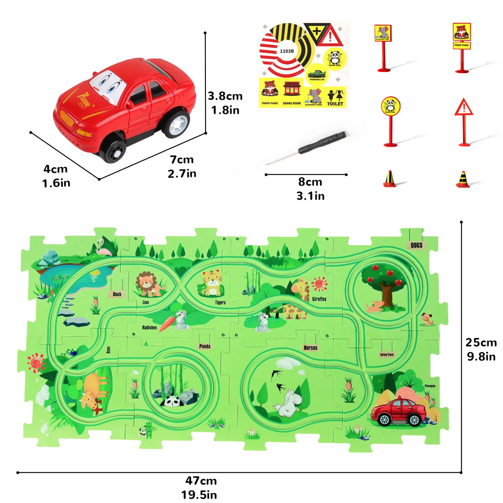 Puzzle Racer Kids Car Track Set - Interactive Plastic Floor Puzzles with Toy Vehicles for Toddlers Ages 2-6 | STEM Learning Toys for Boys & Girls | Perfect Birthday Gift for 3-5 Year Olds | Fun Indoor Play & Early Childhood Development Activity