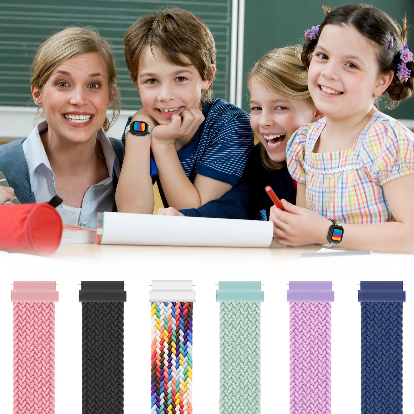 Braided Stretch Watch Band Compatible with Gabb Watch 3e, 3, 2, 1 - Adjustable Solo Loop Nylon Strap for Kids, Boys & Girls - Perfect for School, Sports & Everyday Wear