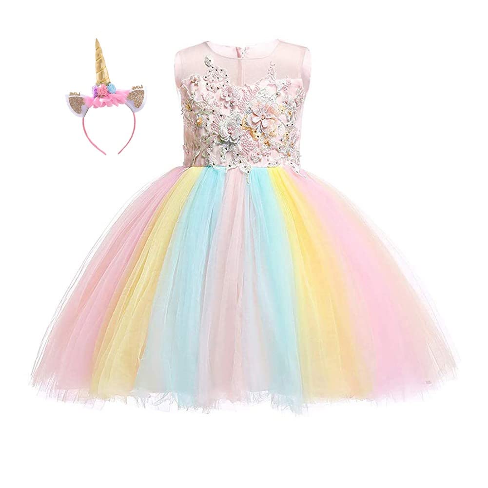 Unicorn Princess Costume for Girls - Sparkly Tulle Dress with Headband for Birthday, Christmas, Halloween & Pageant Parties | Perfect for Dress-Up, Photo Shoots & Special Occasions