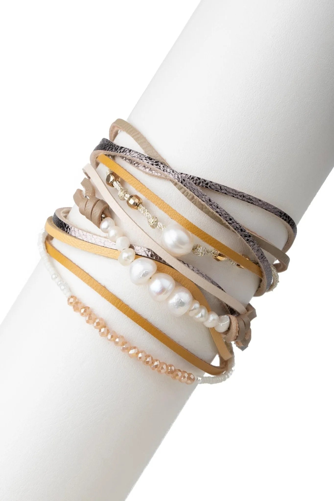 Elegant Leather Pearl Beaded Multi-Strand Bracelet for Women - Perfect for Weddings, Parties & Everyday Fashion Accessories